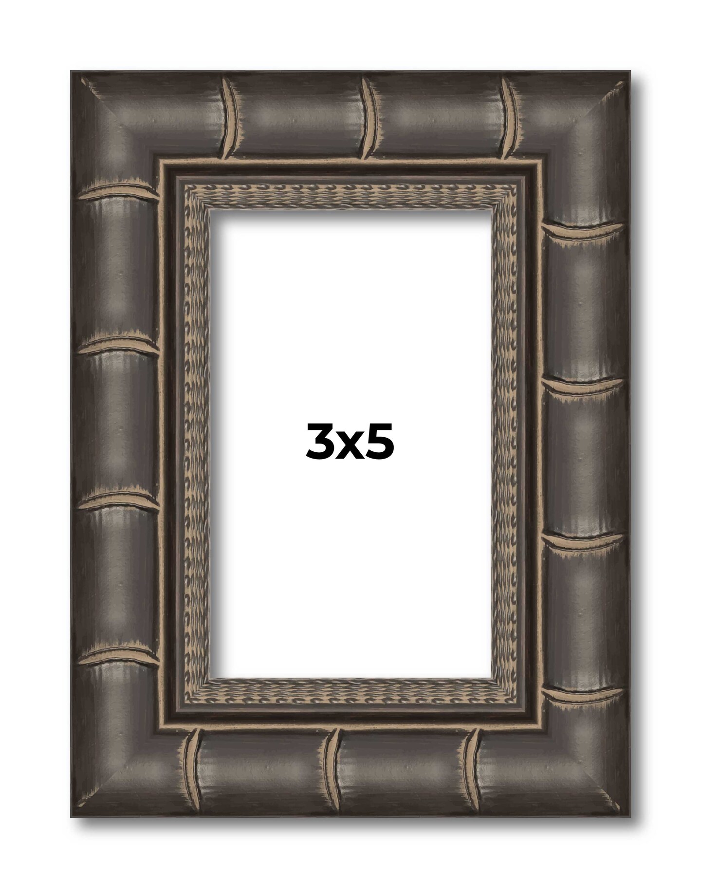 3x5 Modern Bamboo Picture Frame with UV-Resistant Acrylic & Acid Free Backing, Available in 5 Finishes - Gold, Silver, Brown, Black, and Natural