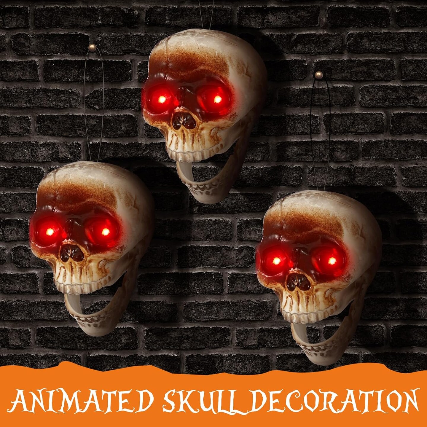 Halloween Hanging Skull Heads Animated Skeleton