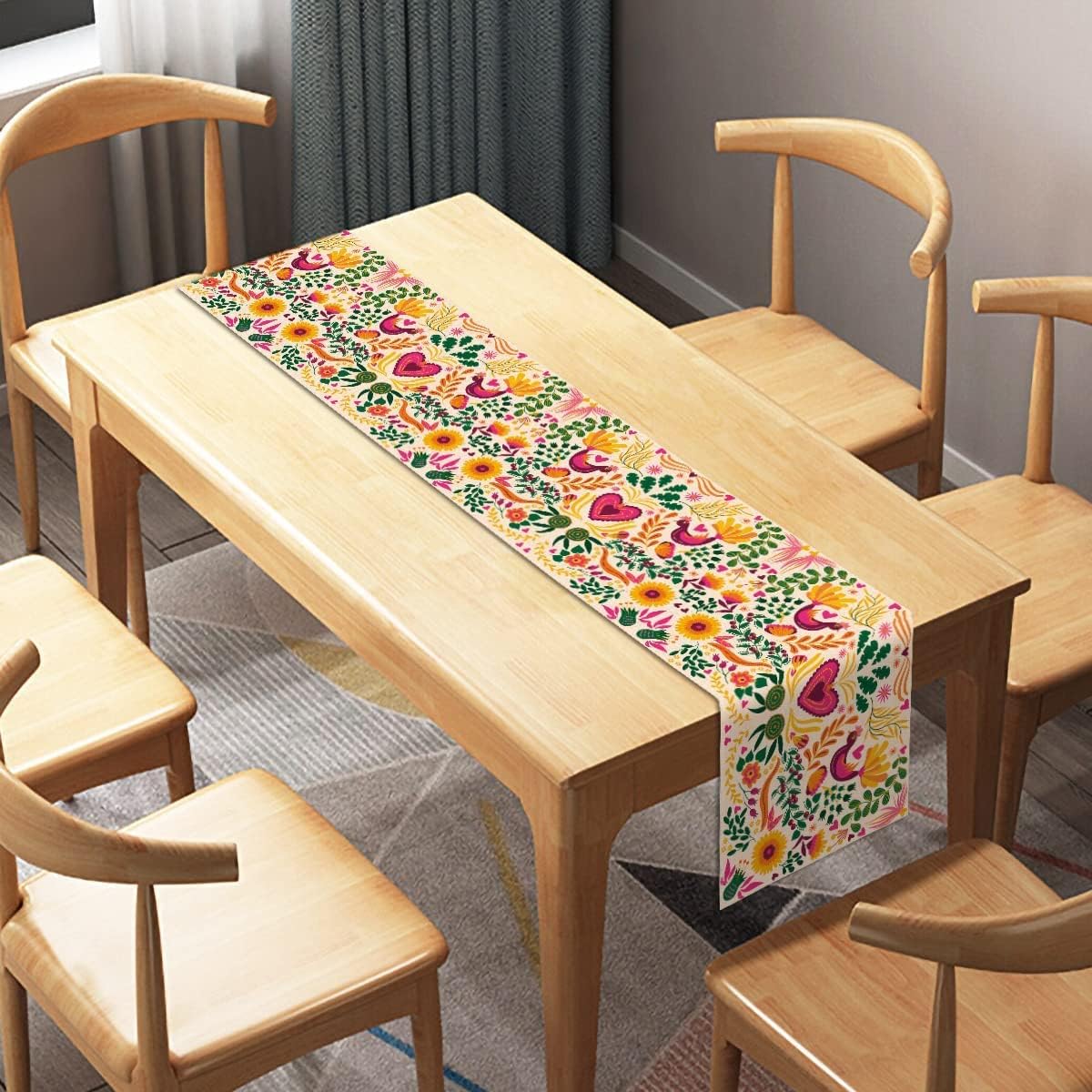 Mexican Cinco De Mayo Table Runner Mexico Fiesta Party Day of The Dead Decoration Home Kitchen Dining Room Decor 108Inches Long