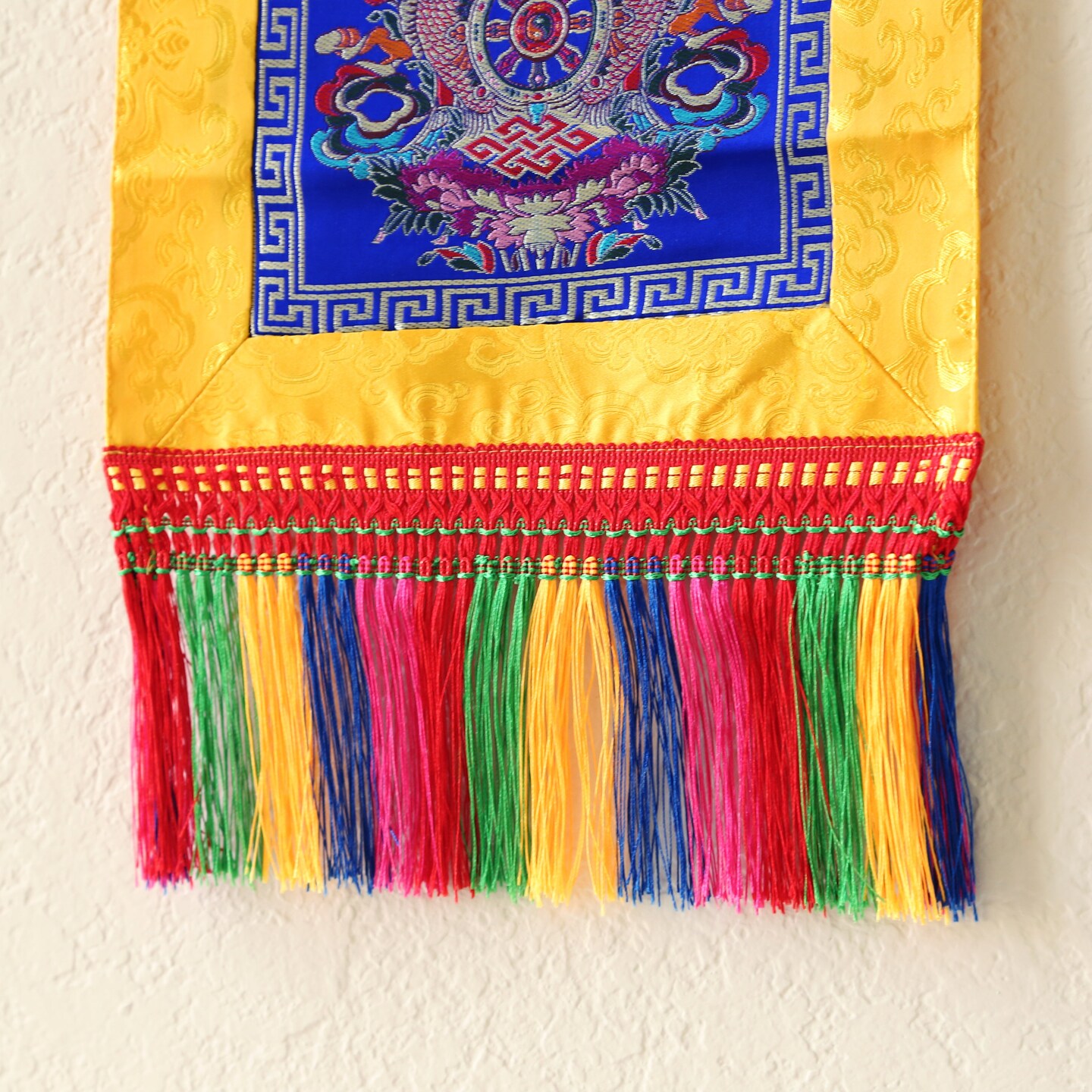 Tibetan Buddhist Ashtamangala Wall Hanging Tassels Tapestry, 18"X12", Asian Chinese Indian Wall Art Home Décor product 5