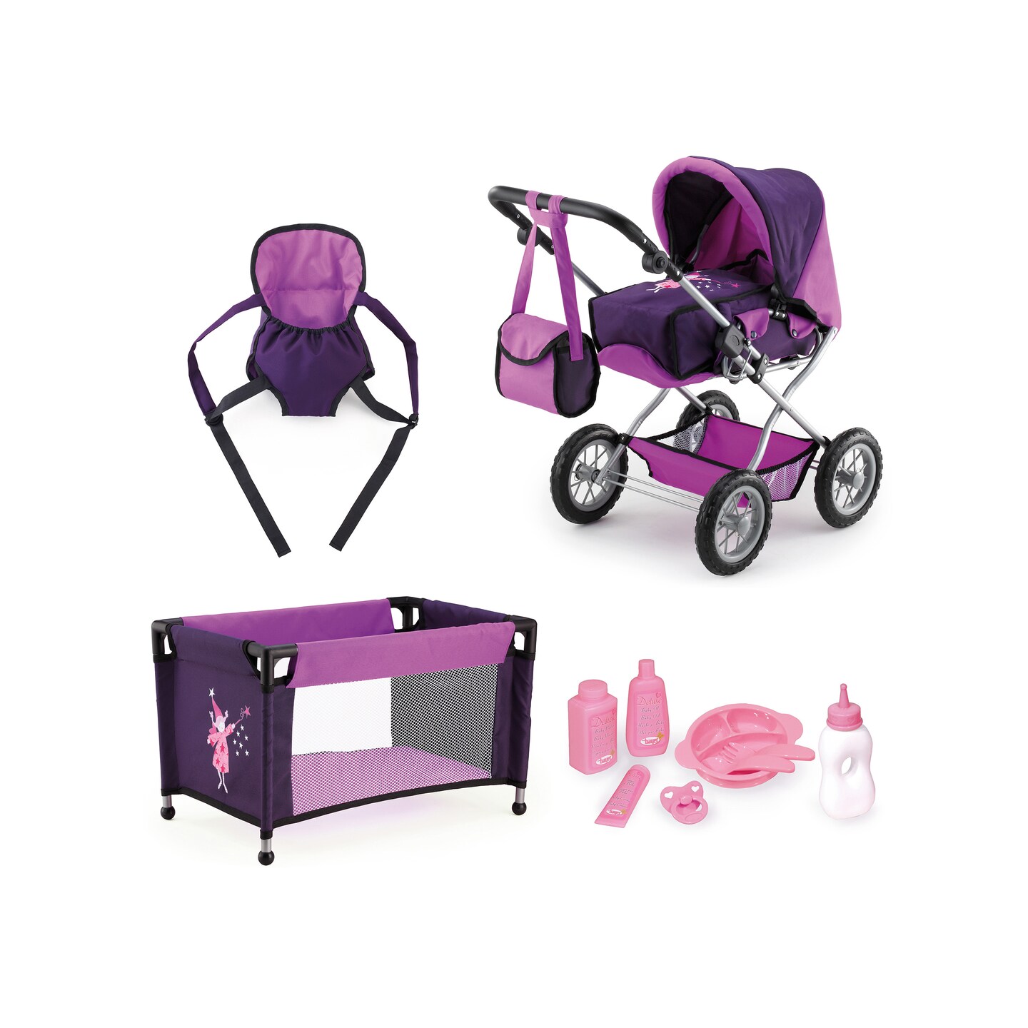 Bayer Design Baby Doll Pram Combi Grande Set, Purple