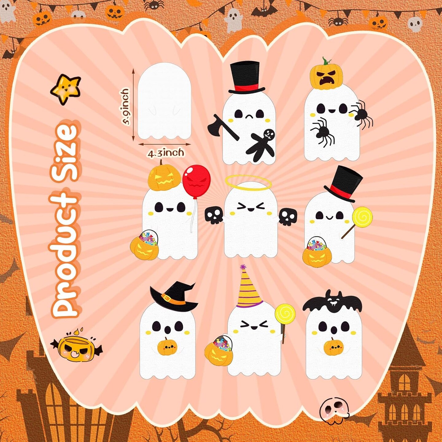 8 Set Halloween Foam Ghost Felt Craft Kit