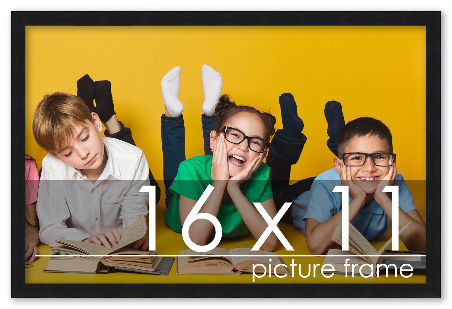 16x11 Solid Wood Picture Frame with UV-Resistant Acrylic & Acid-Free Backing, Available in 6 Finishes: Matte Black, Matte White, Metallic Bronze, Silver, Natural Wood Grain & Mahogany