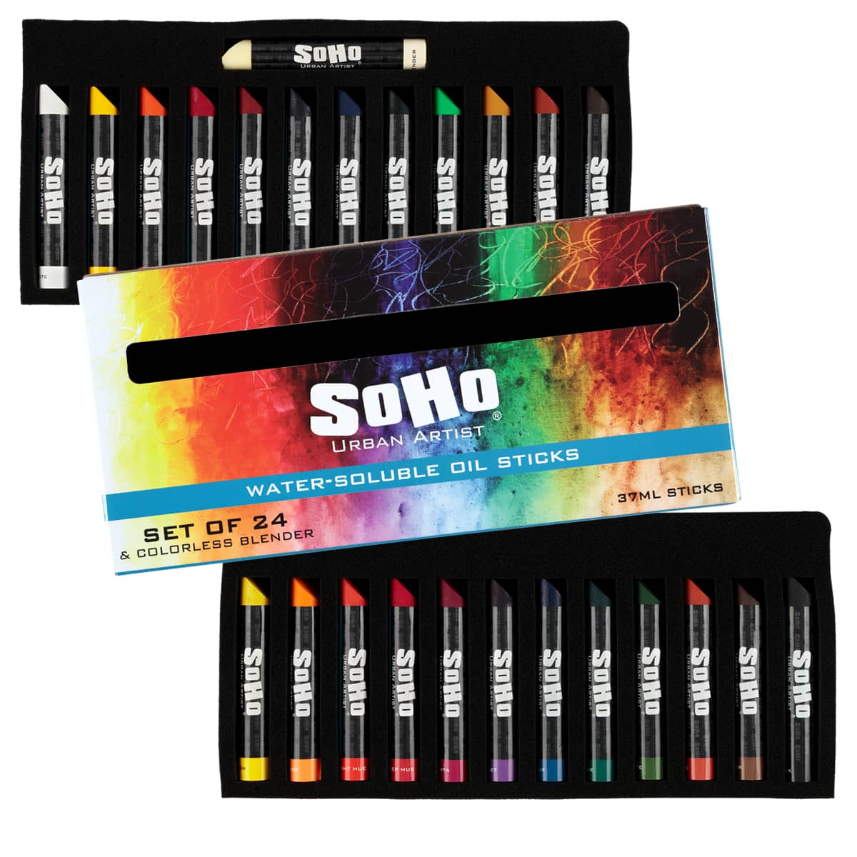 SoHo Urban Artist Water Soluble Oil Sticks for Artists – Oil Sticks Oil Paint Stick - No Brushes or Solvents Needed, Paint Any Primed Surface, Water Clean-Up, Non-Toxic, 4.8 x 0.78