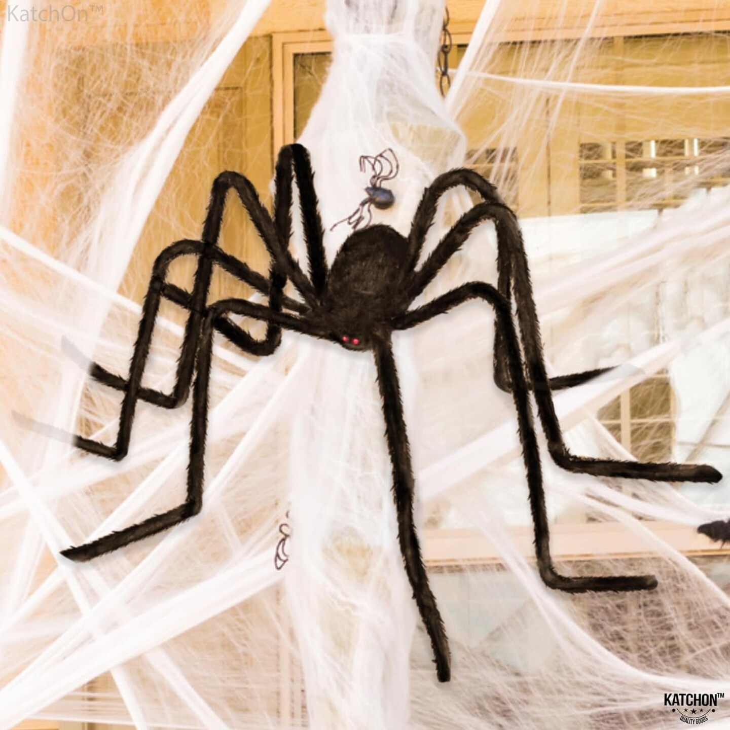, Halloween Yard Decorations - Black Hairy Spider, 79 Inch | Halloween Outdoor Decorations | Fake Bendable Scary Spider for Halloween Yard Party