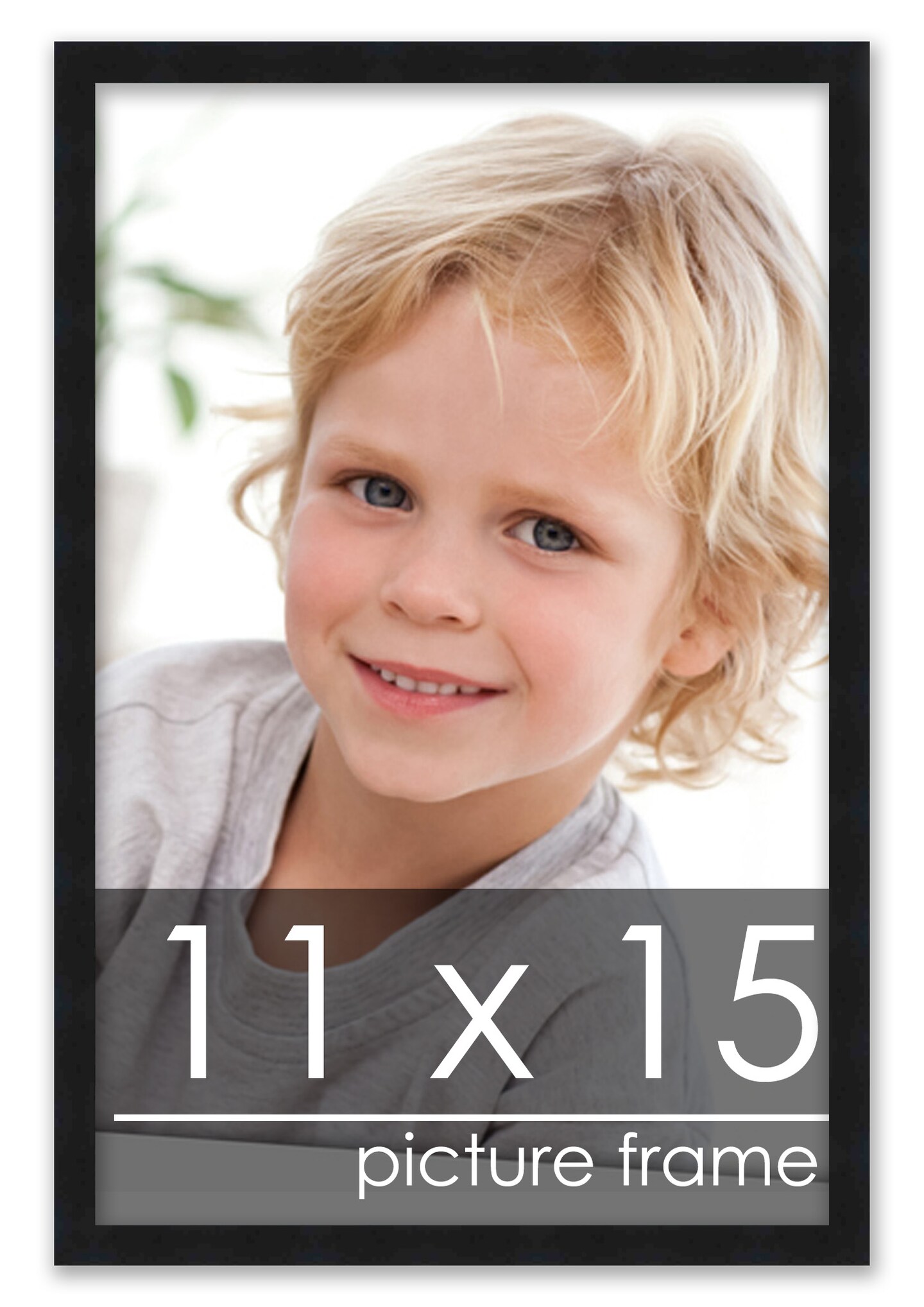 11x15 Modernist Black Picture Frame - UV Acrylic, Foam Board Backing, Hanging Hardware