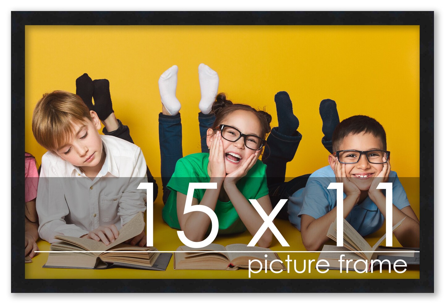 15x11 Solid Wood Picture Frame with UV-Resistant Acrylic & Acid-Free Backing, Available in 6 Finishes: Matte Black, Matte White, Metallic Bronze, Silver, Natural Wood Grain & Mahogany