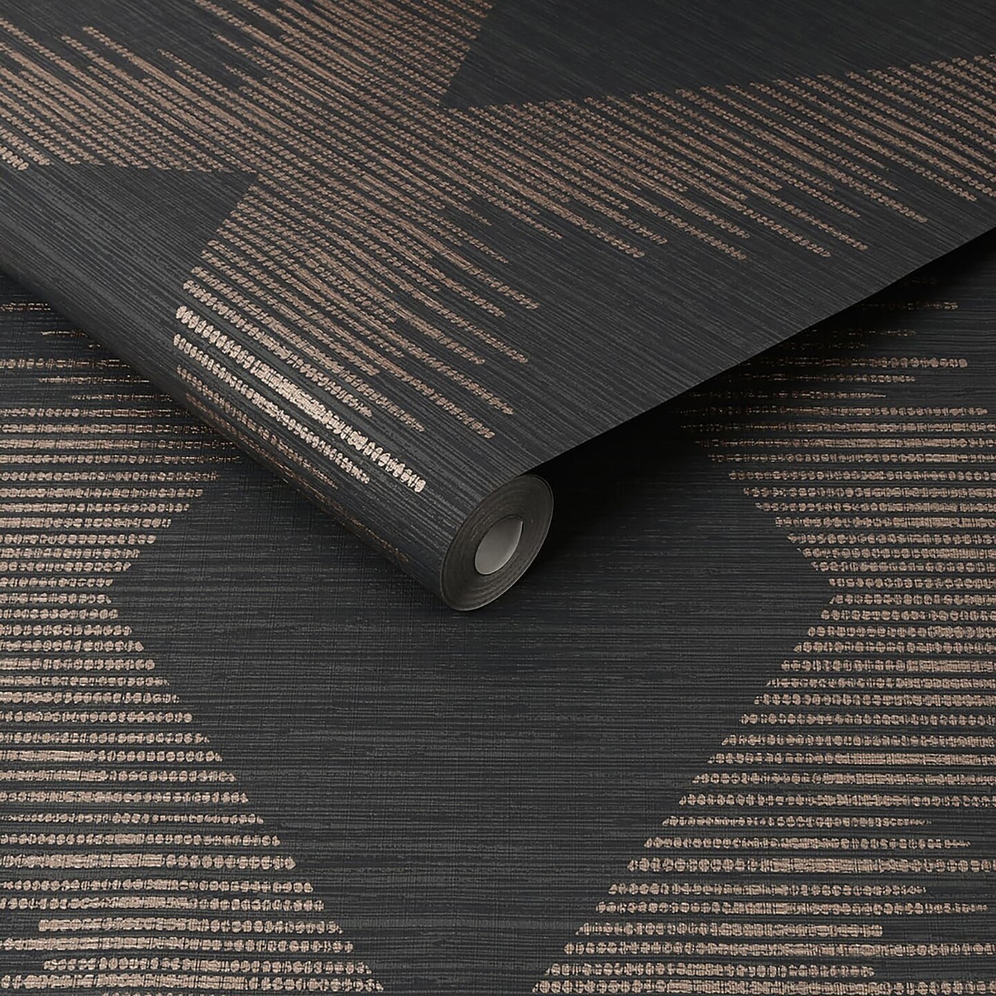 Serenity Geo Black and Rose Gold Wallpaper