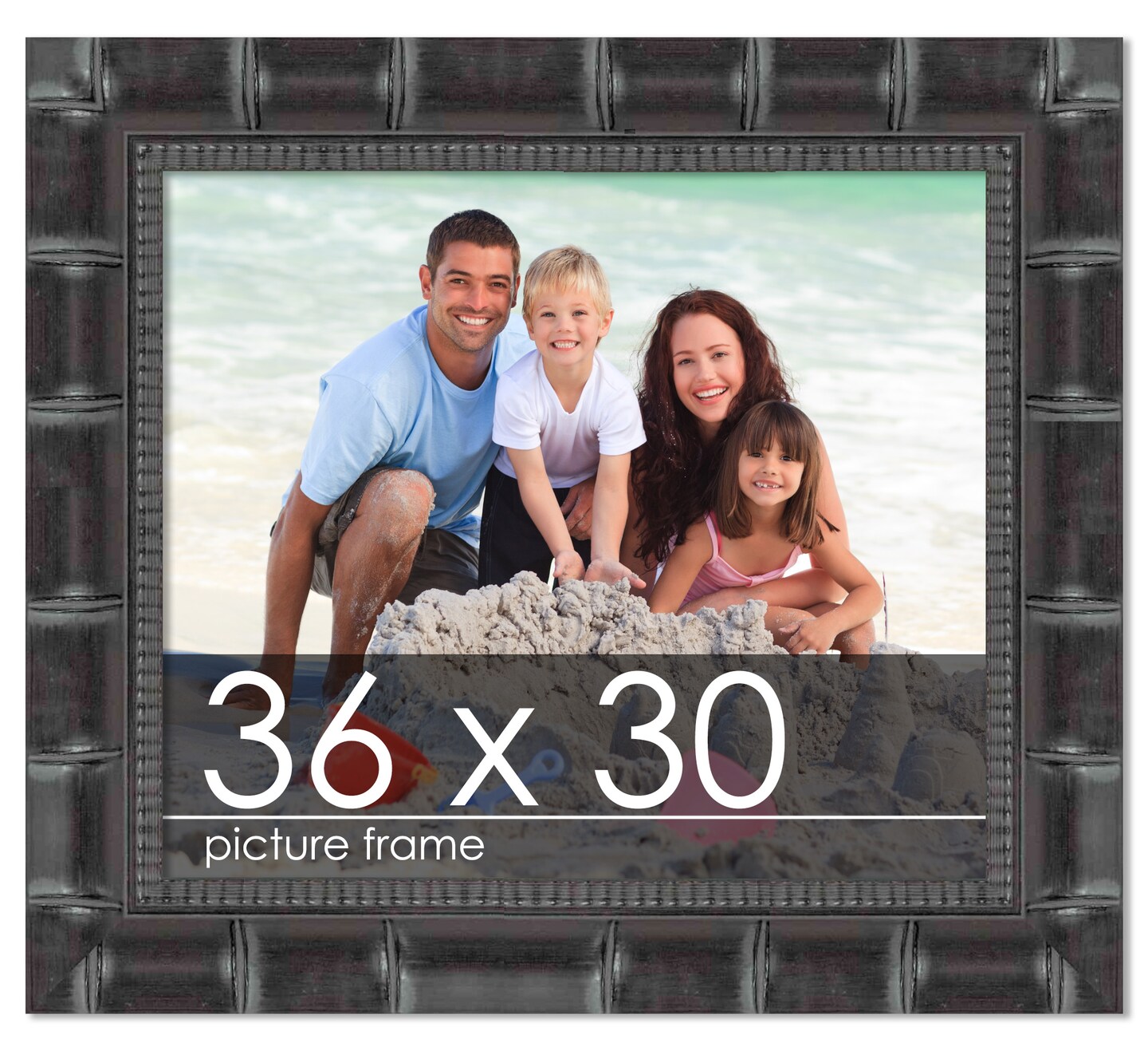 36x30 Black Wide Bamboo Picture Frame - UV Acrylic, Foam Board Backing ...