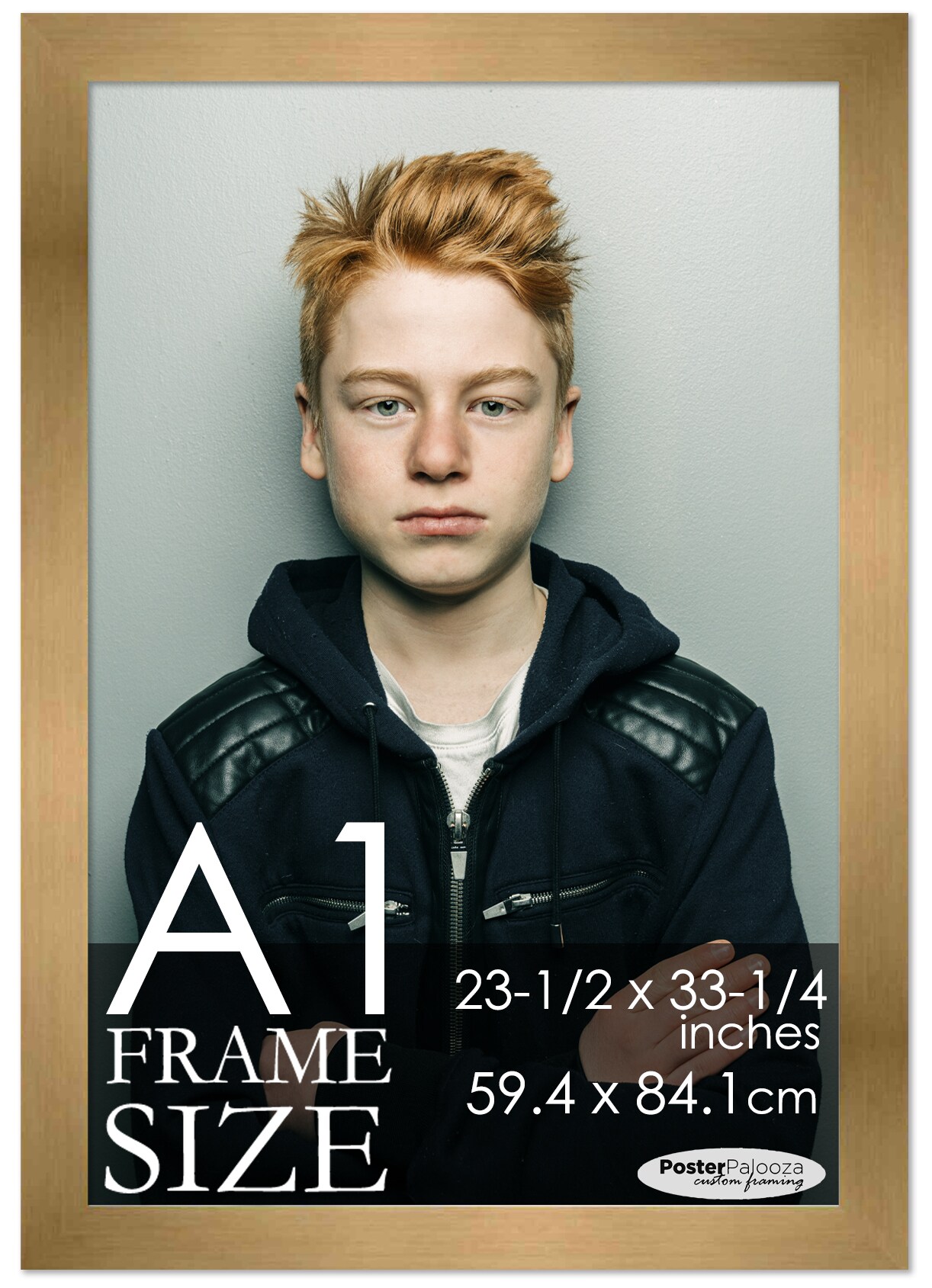 A1 Frame Gold Bronze Modern Minimalist 23.5x33.25 Frame - Wood A1 Picture Frame, UV Acrylic
