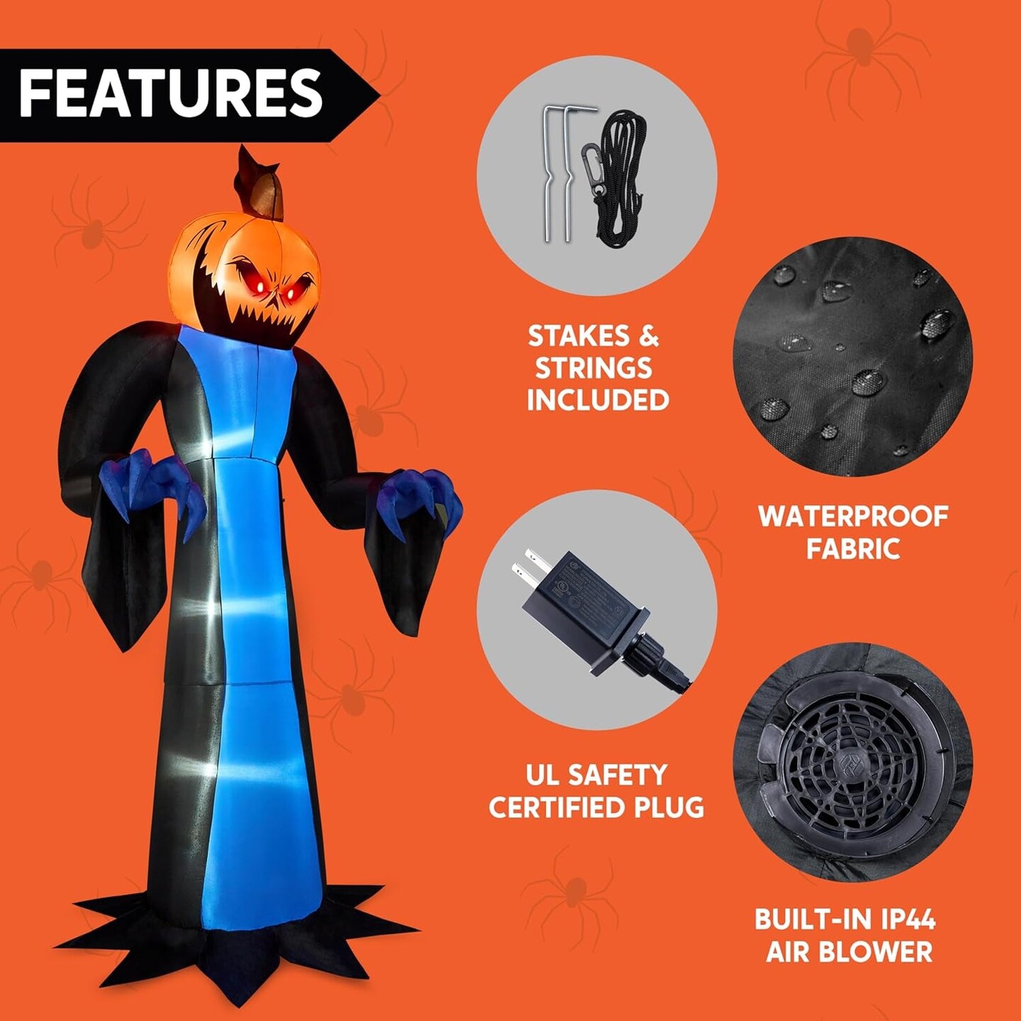 12 FT Tall Halloween Inflatables Outdoor Decorations, Inflatable Ghost Halloween Decor Outdoor, Halloween Ghost Blow Ups for Yard with Blue Ice Leds for Halloween Decorations Outside