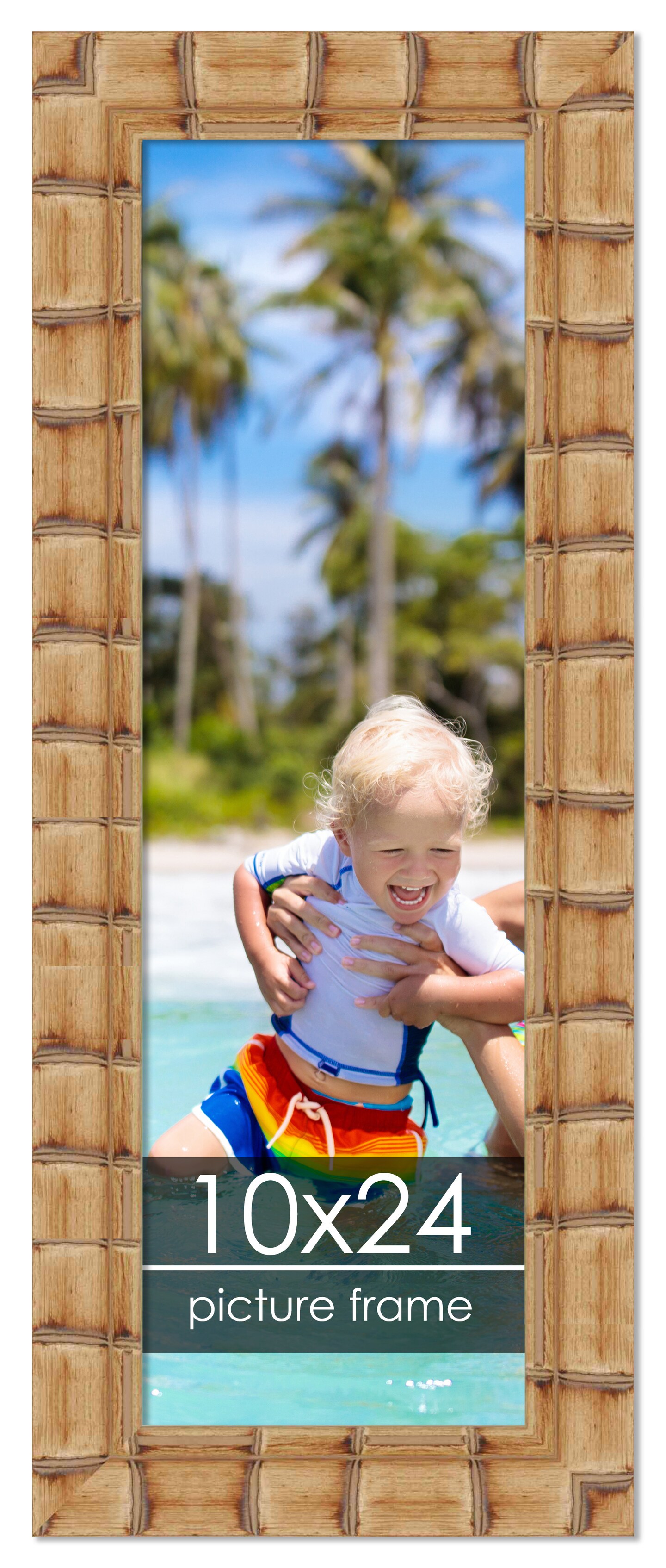 10x24 Wide Bamboo Picture Frame with UV-Resistant Acrylic &#x26; Acid Free Backing, Available in  4 Finishes - Brown, Black, Silver, and Natural