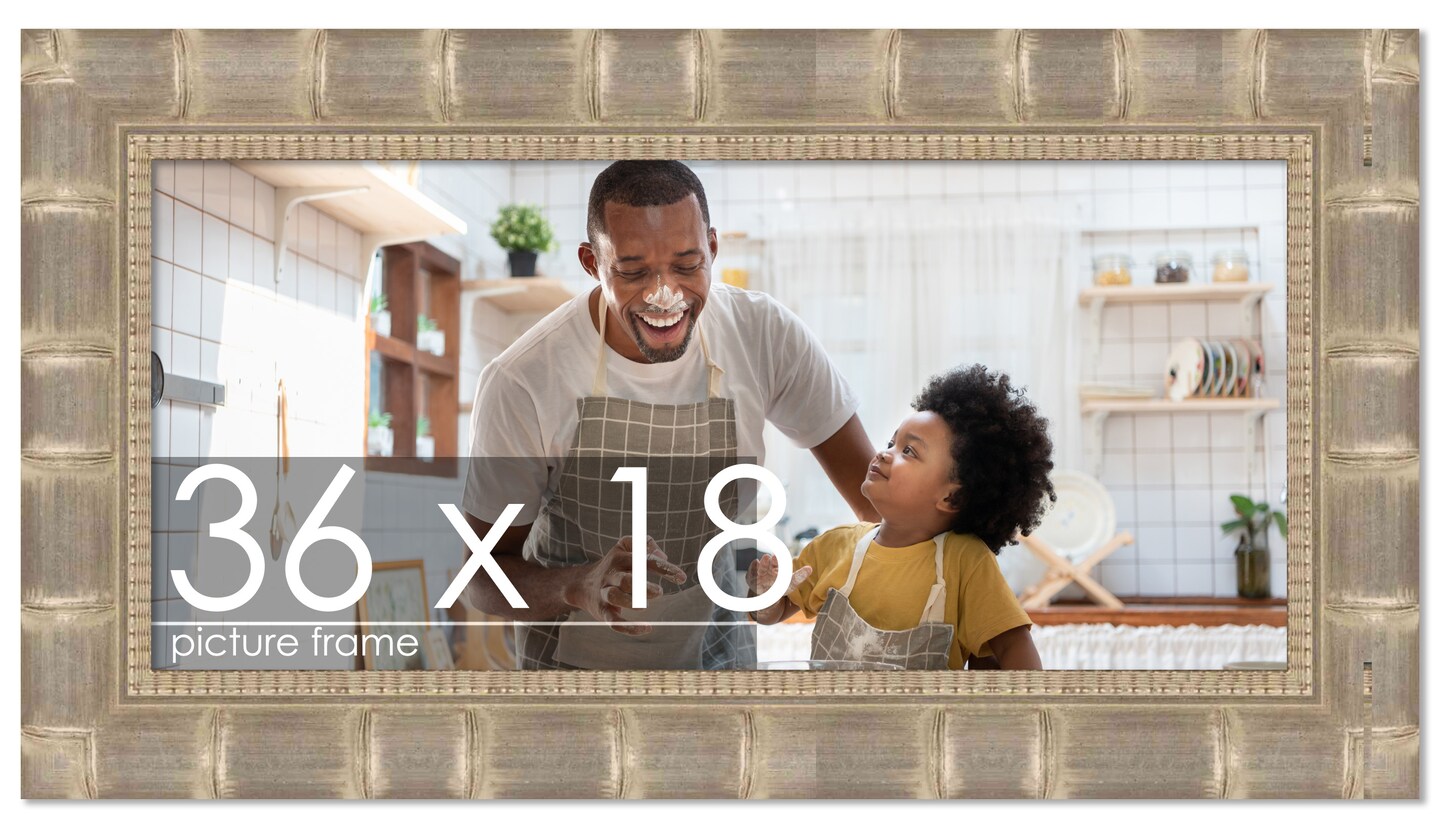 36x18 Wide Bamboo Picture Frame with UV-Resistant Acrylic & Acid Free Backing, Available in 4 Finishes - Brown, Black, Silver, and Natural