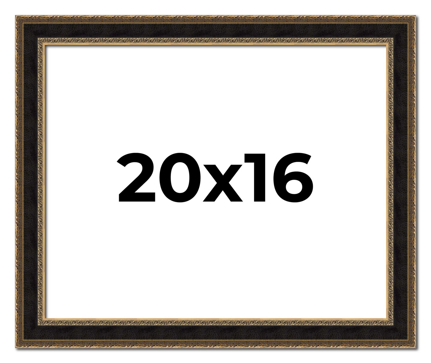 16x20 Ornate Picture Frame with UV-Resistant Acrylic &#x26; Acid Free Backing, Available in 5 Finishes - Black, Brown, Gold, Silver, White