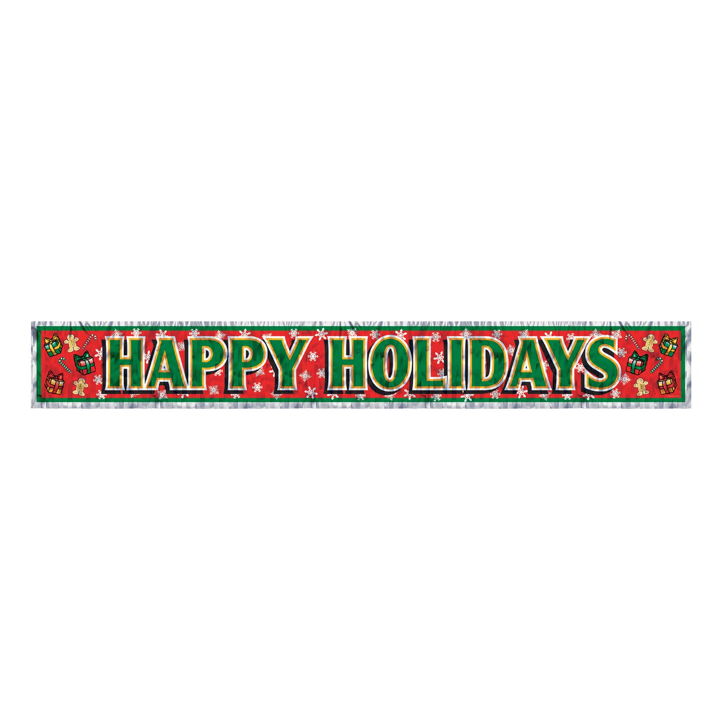 Beistle 7&#xBD;in. x 5Feet Metallic Happy Holidays Fringe Banner - 12 Pack