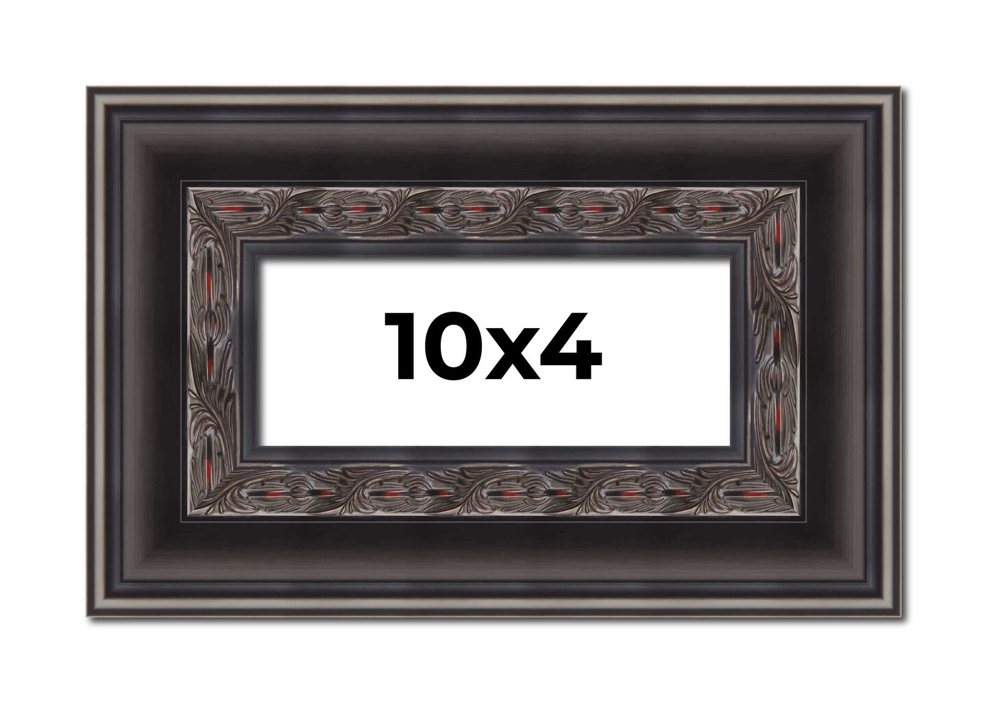 4x10 3.5" Wide Ornate Picture Frame with UV-Resistant Acrylic & Acid Free Backing, Available in 2 Finishes - Black and Brown