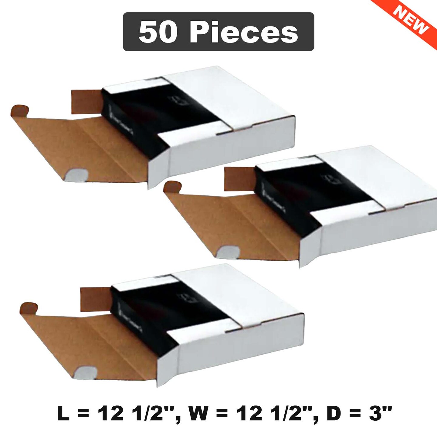 Square Shipping & Packing Boxes 12x1/2"Lx12-1/2"Wx3"D for Reliable and Space-Saving Packaging