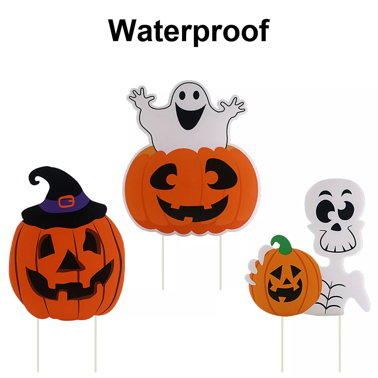 Kitcheniva 6 Pcs Halloween Yard Signs Pumpkin Ghost Monster Yard w/ Stakes