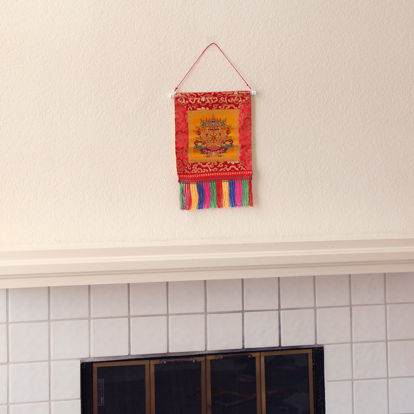 Tibetan Buddhist Ashtamangala Wall Hanging Tassels Tapestry, 18"X12", Asian Chinese Indian Wall Art Home Décor - image9