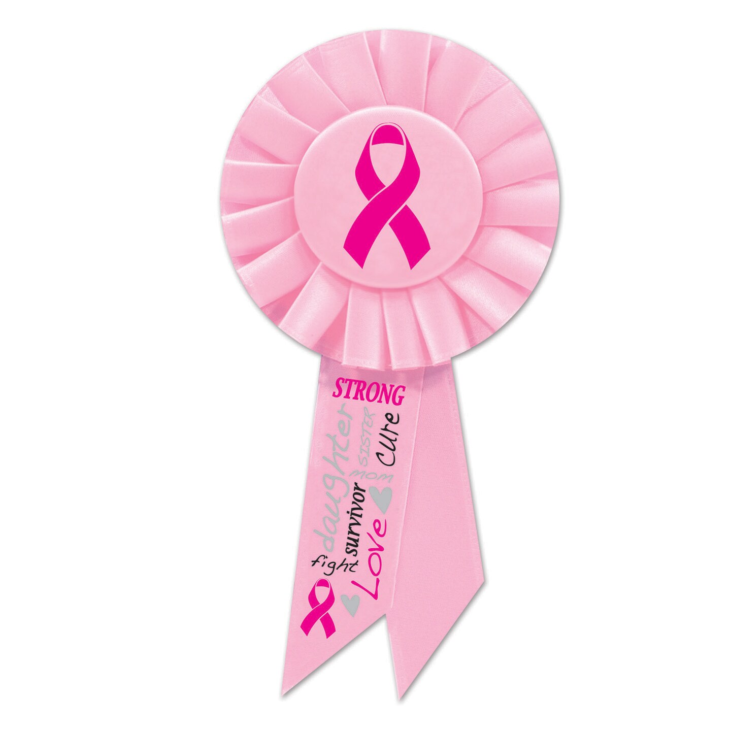Beistle 3&#xBC;in.x6&#xBD;in. Pink Ribbon Rosette  - 6 Pack