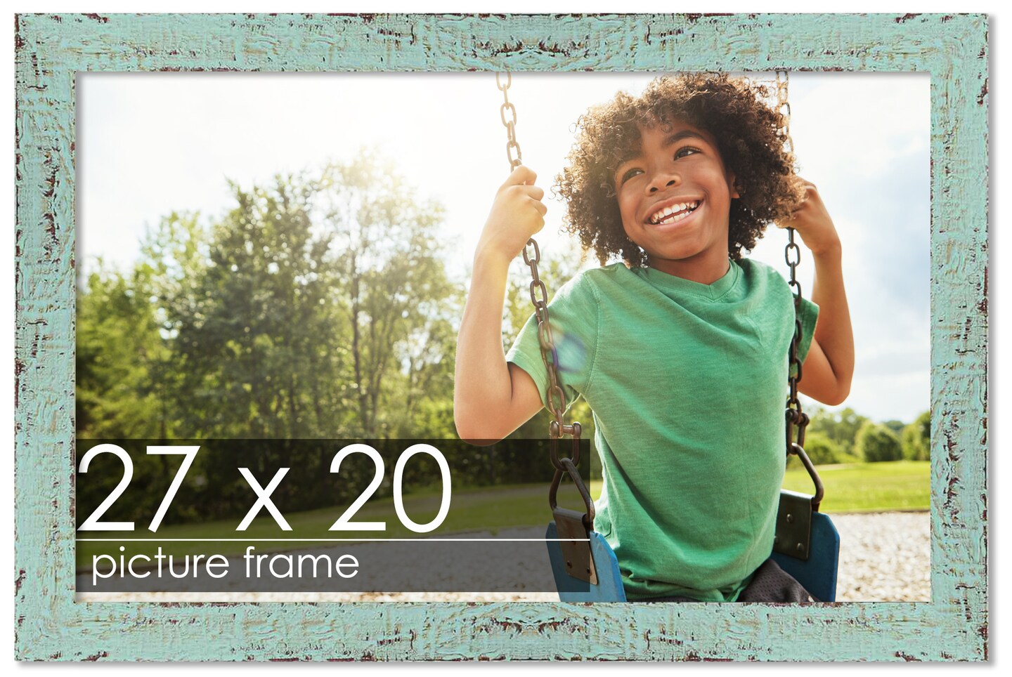 Shabby Chic Green Picture Frame - UV Acrylic, Backing Board, Hanging Hardware Included