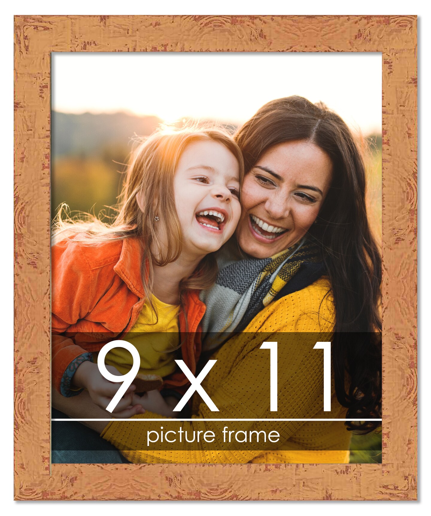 Photo Size Shabby Chic Orange Frame - UV Acrylic, Foam Board Backing, Hanging Hardware