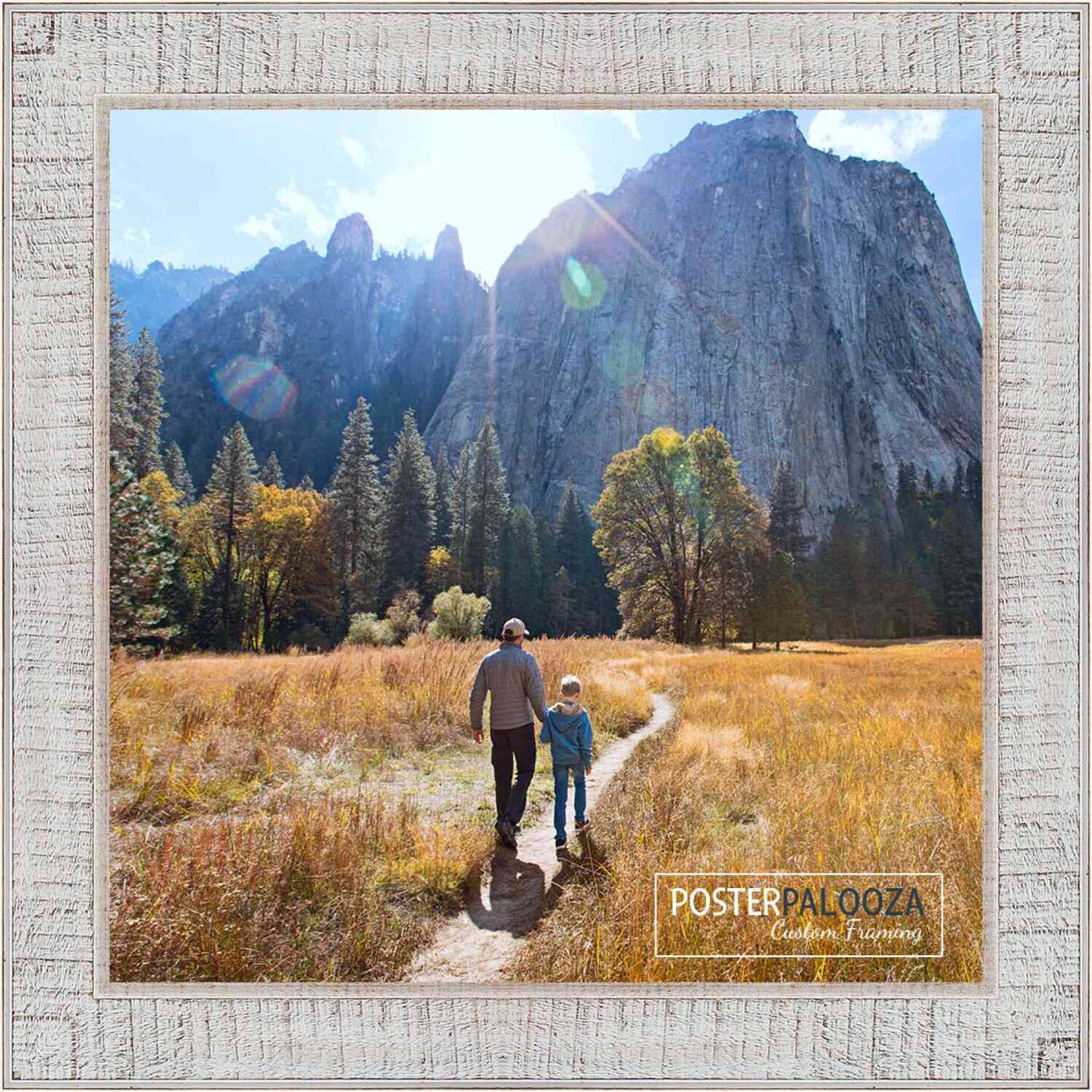 Square Sculpted White Picture Frame - UV Acrylic, Foam Board Backing, Hanging Hardware