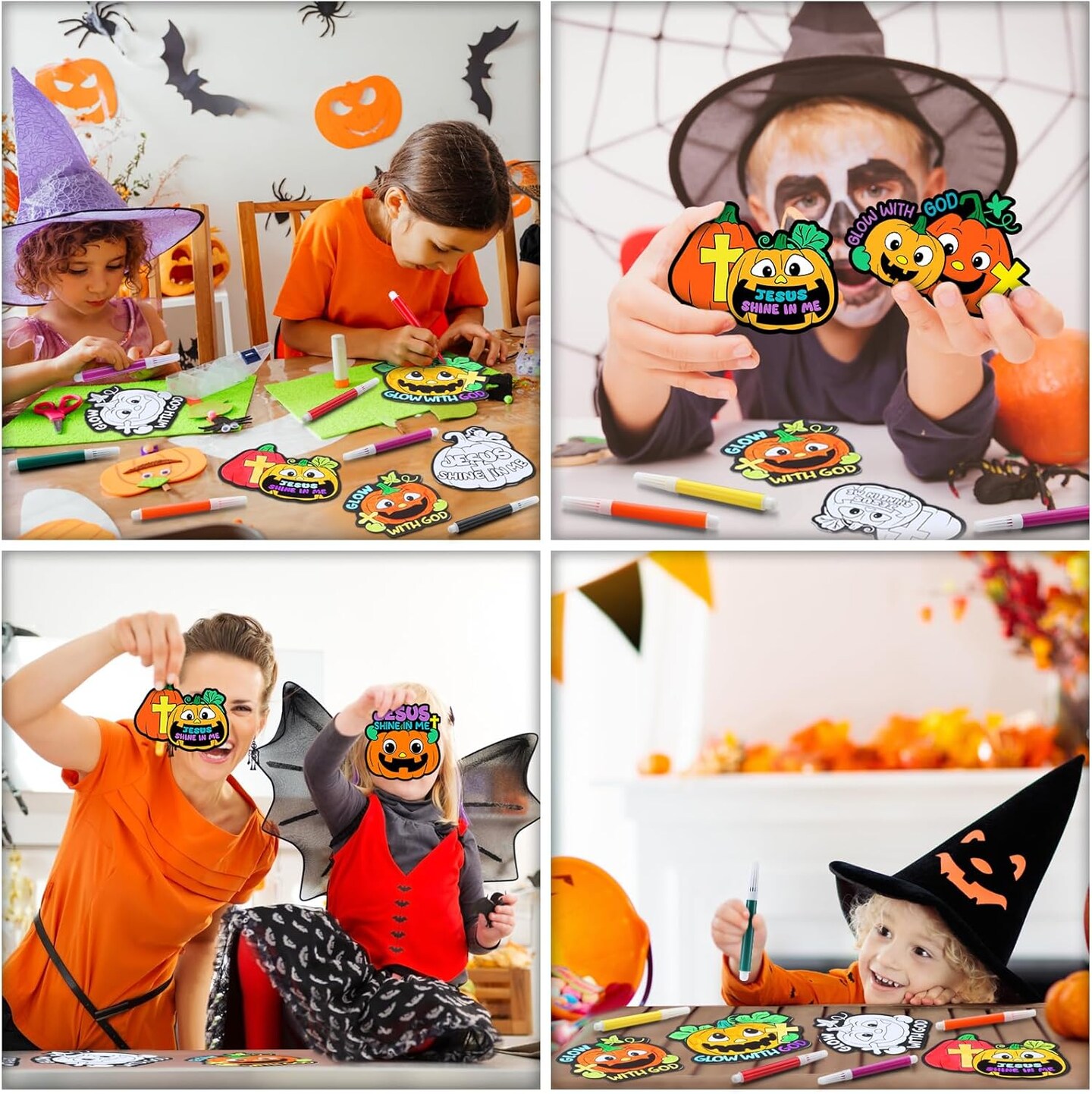 Color Your Own Christian Magnet Crafts DIY Coloring Magnet Ornaments Sunday School Crafts for Art Party Gift(Halloween Pumpkin)