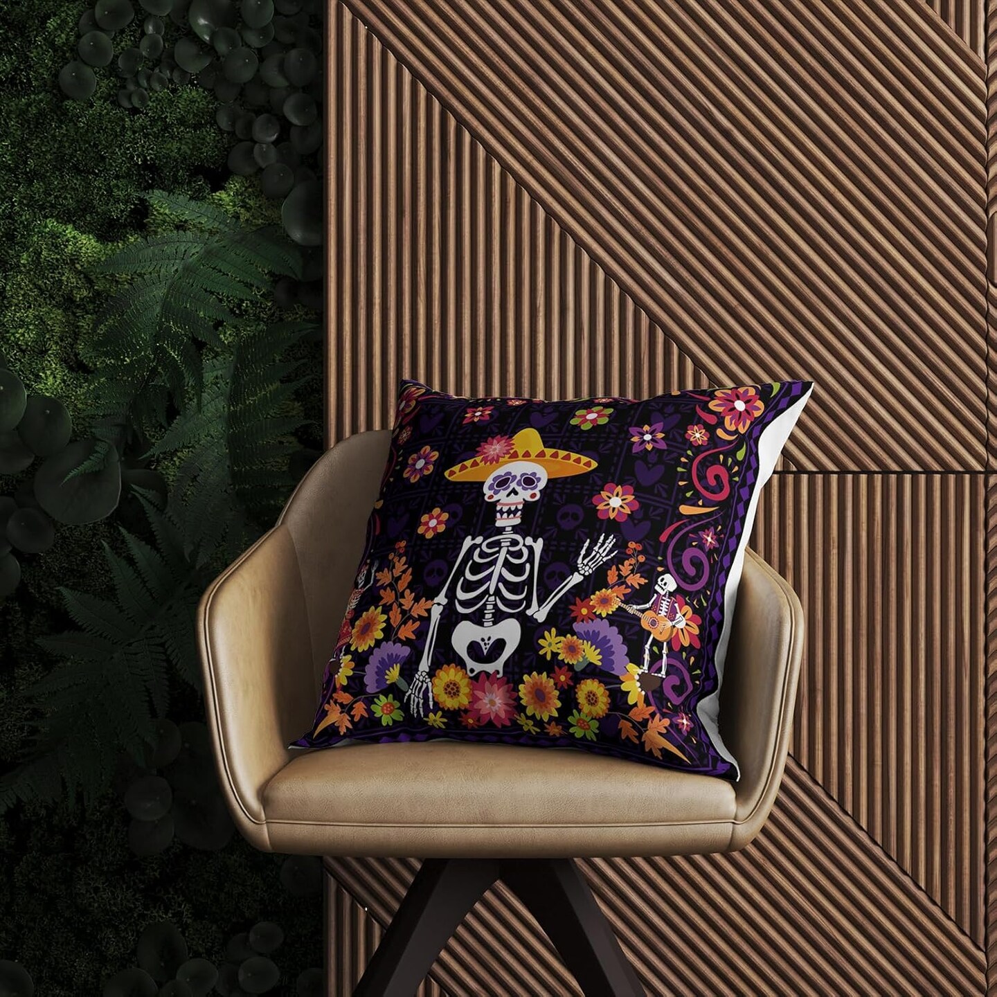 Day of The Dead Pillow Covers Dia De Los Muertos Sugar Skull Flower Throw Pillow Covers 18x18 Set of 4 Day of The Dead Deocr Pillow Case