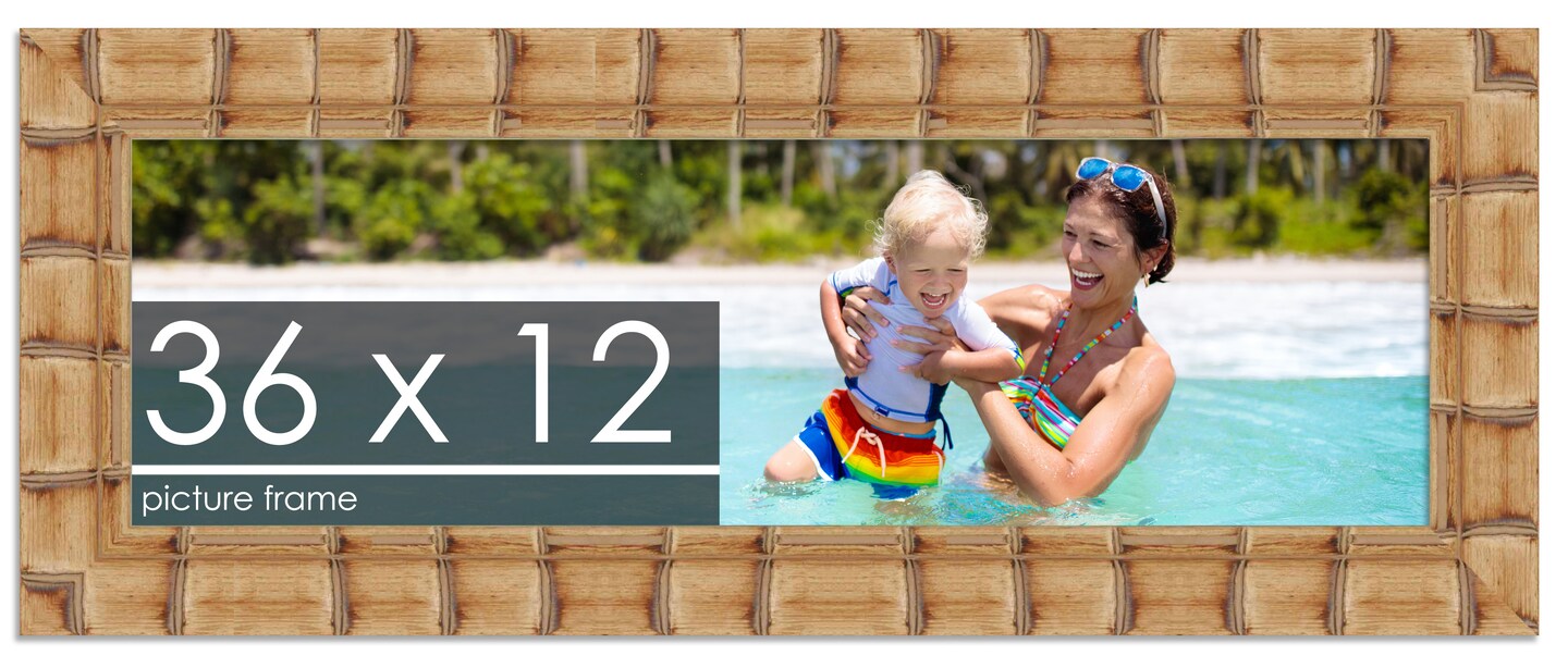 36x12 Wide Bamboo Picture Frame with UV-Resistant Acrylic &#x26; Acid Free Backing, Available in  4 Finishes - Brown, Black, Silver, and Natural