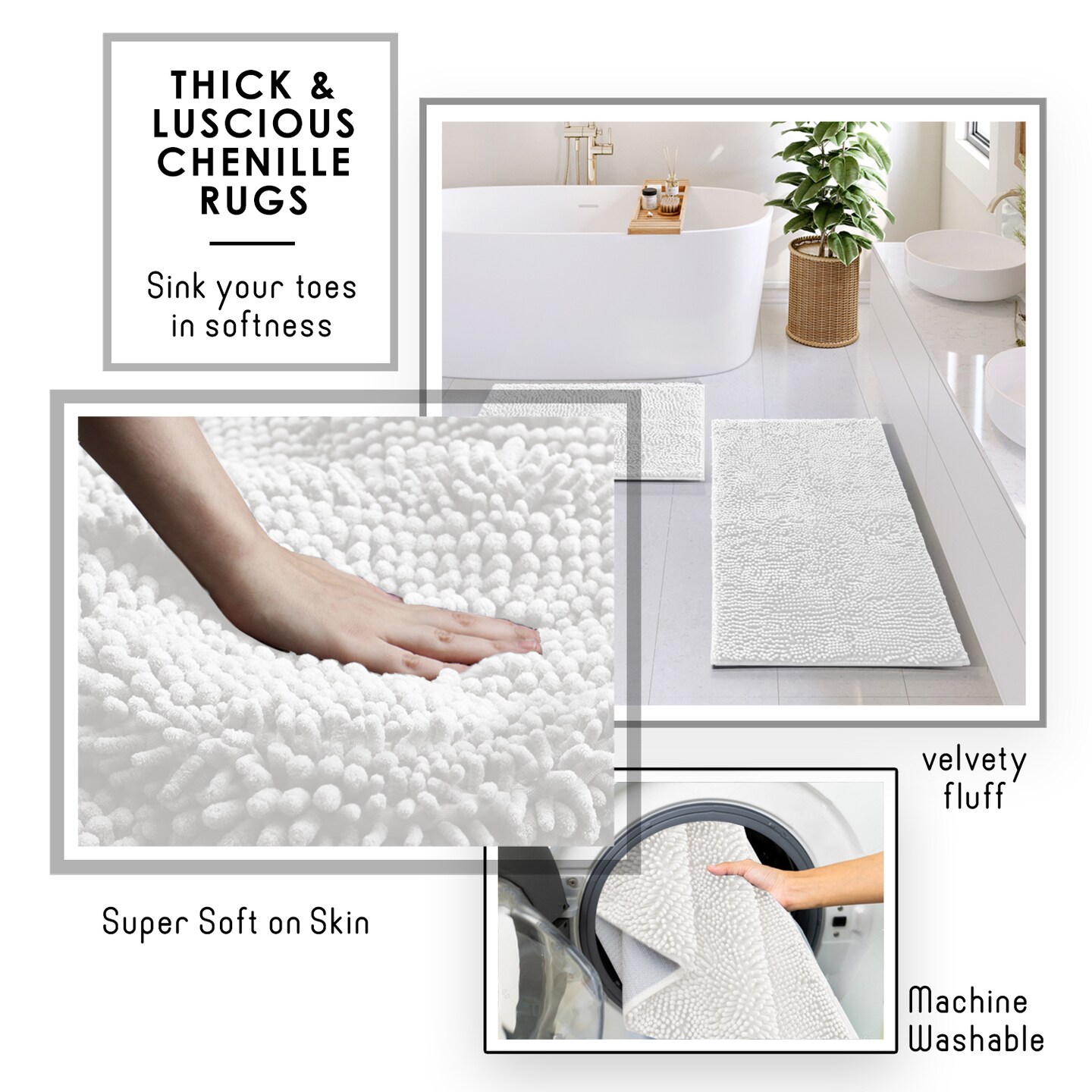 Clara Clark Shower Caddy & Bathroom Accessories Set with Bath Rugs