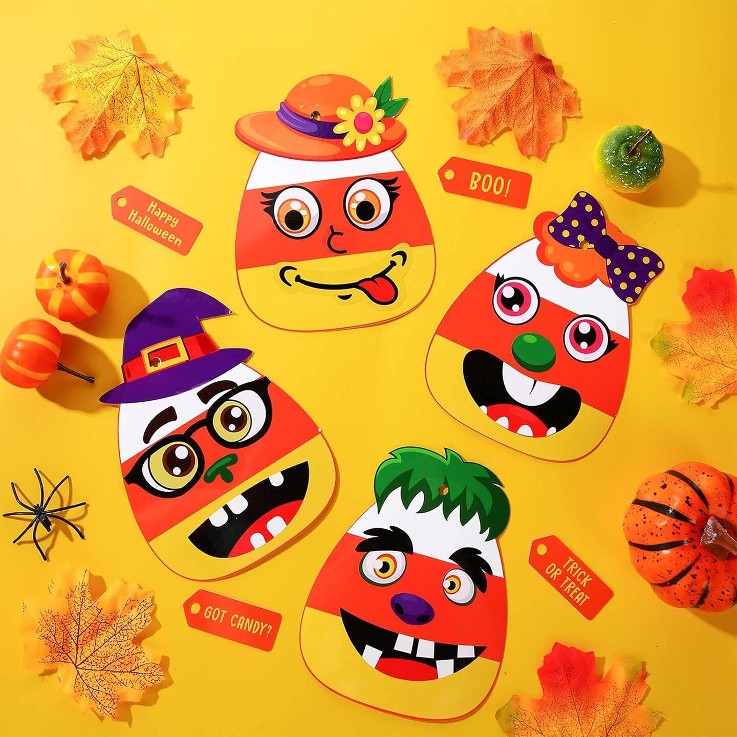 Kids Halloween Activities DIY Handicraft Fun Home Activities for Birthday Activities Party Supplies Classroom Arts, 4 Styles (48 Sets)