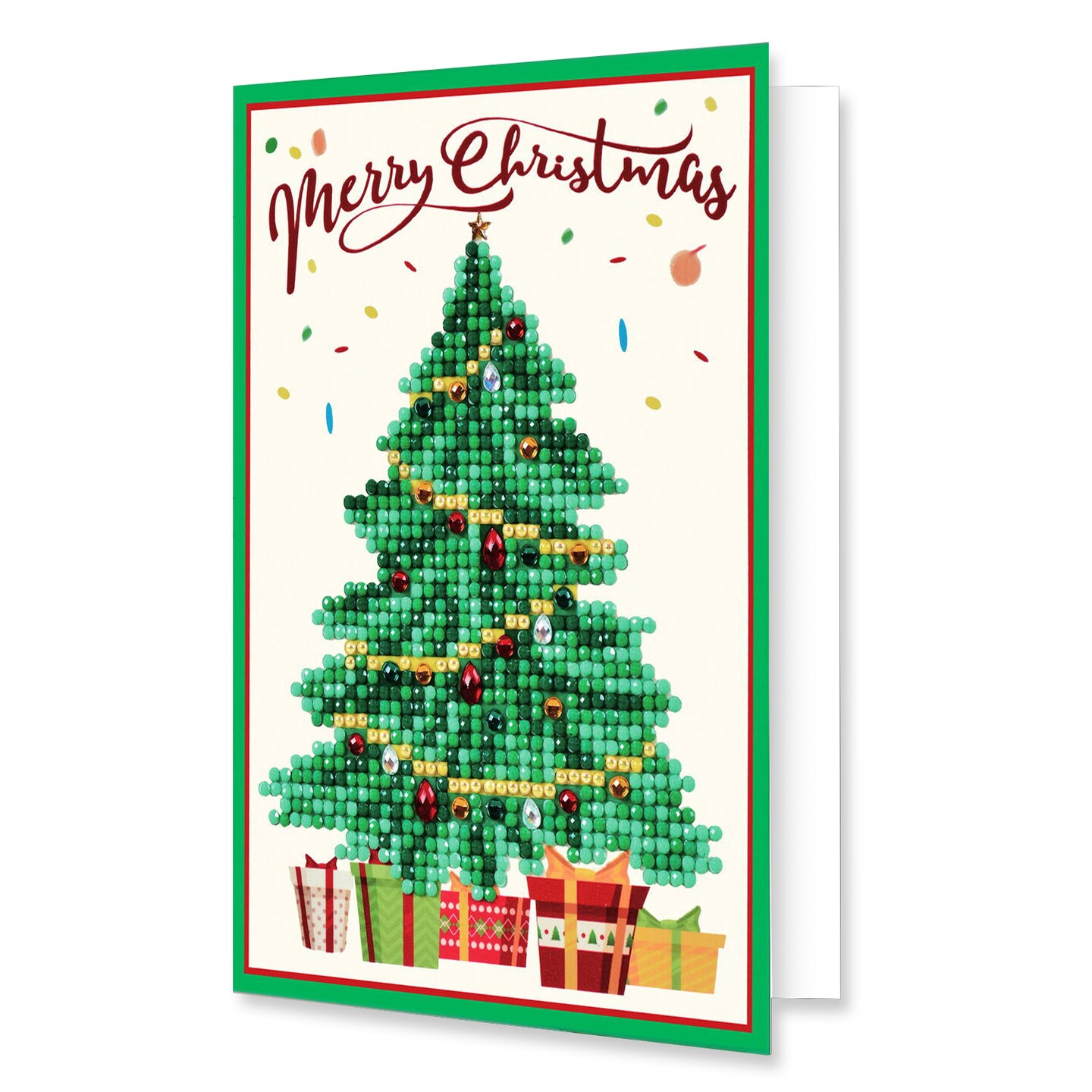 Diamond Dotz Merry Christmas Tree Diamond Art Cards, Handmade Diamond Painting Cards Kit, Handmade Greeting Cards Kits for Christmas Notes and Special Occasions