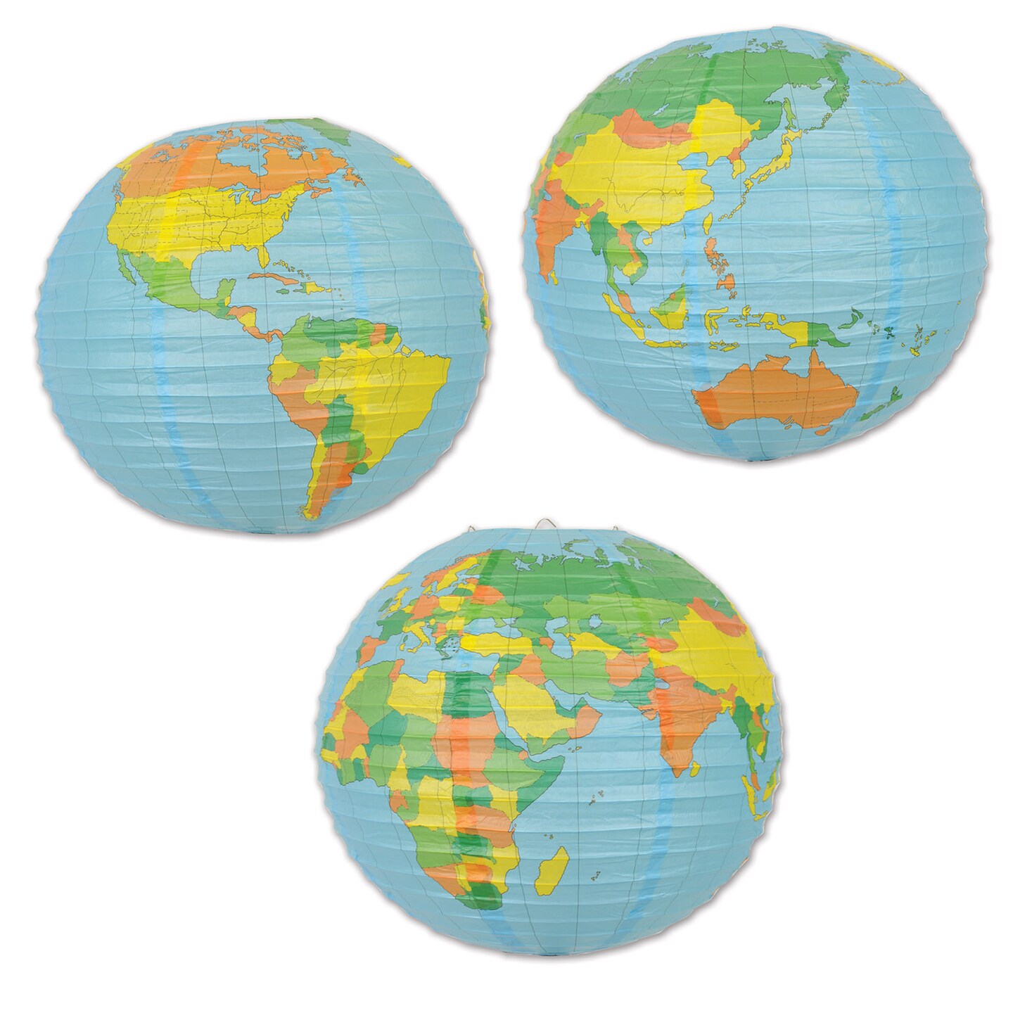 Beistle 15&#xBD;in. Globe Paper Lantern - 12 Pack