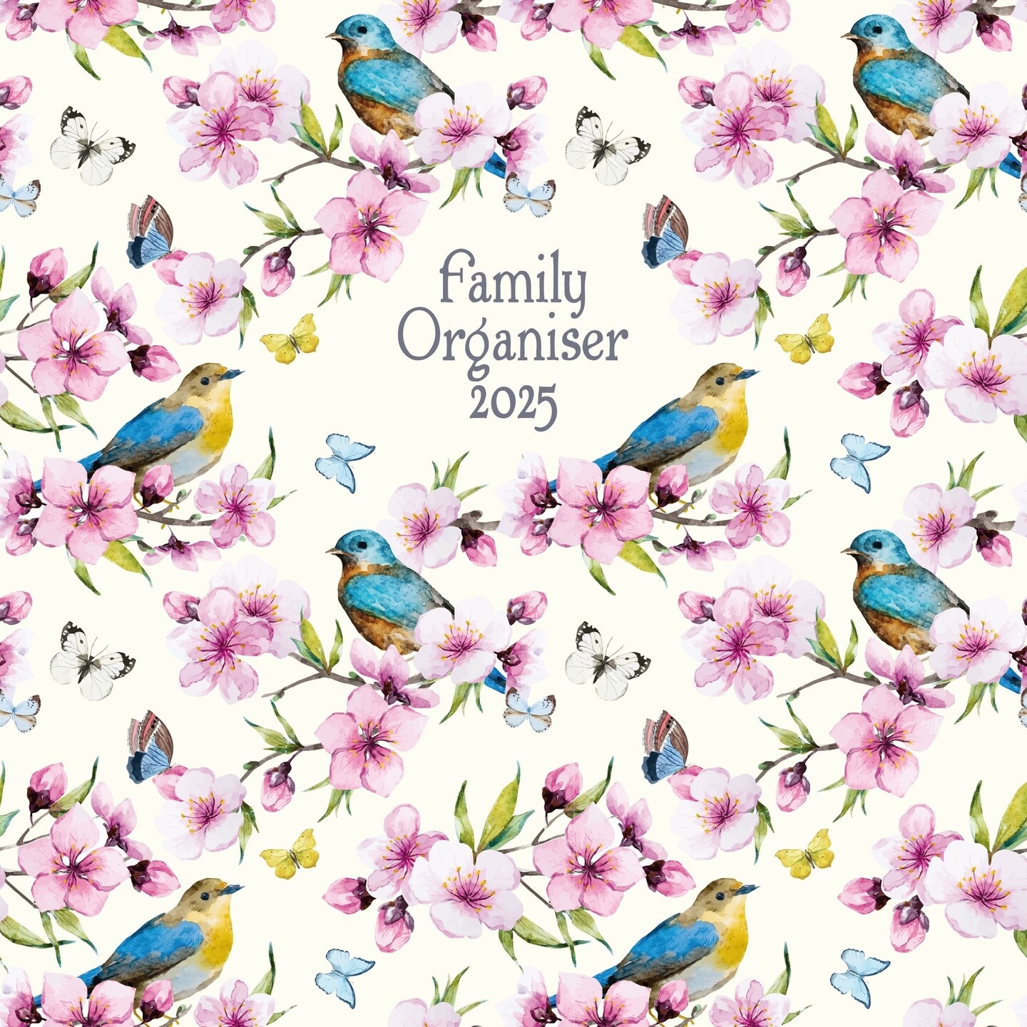 The Gifted Stationary 2025 Square Wall Calendar, Birdsong Family, 16-Month Organizer Theme Hanging Calendar with 180 Reminder Stickers, Month Planner for Home, or Creative Spaces, 12x12 In