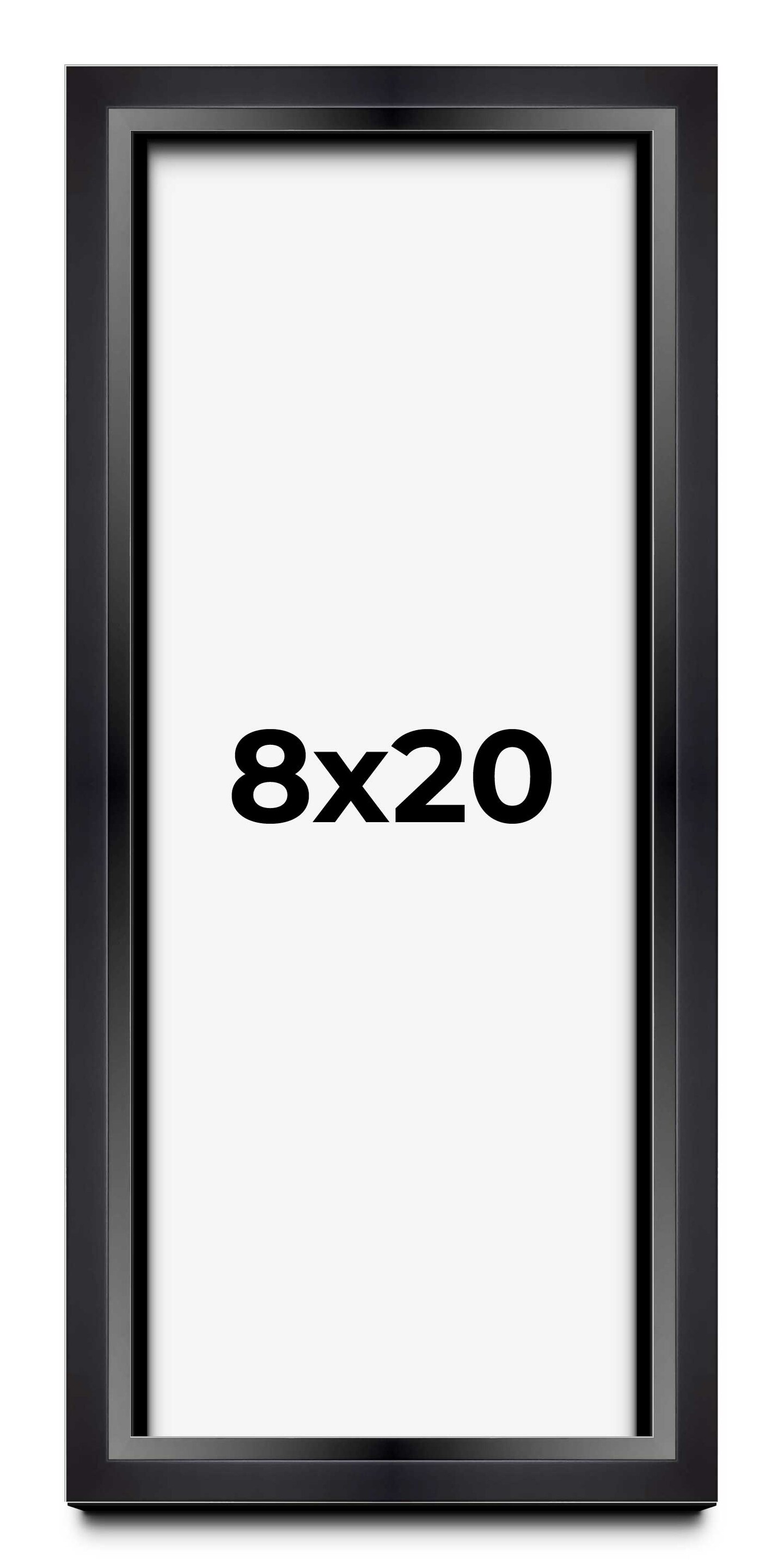 Panoramic Minimalist Shadow Box Black Picture Frame - UV Acrylic, Backing, Hanging Hardware