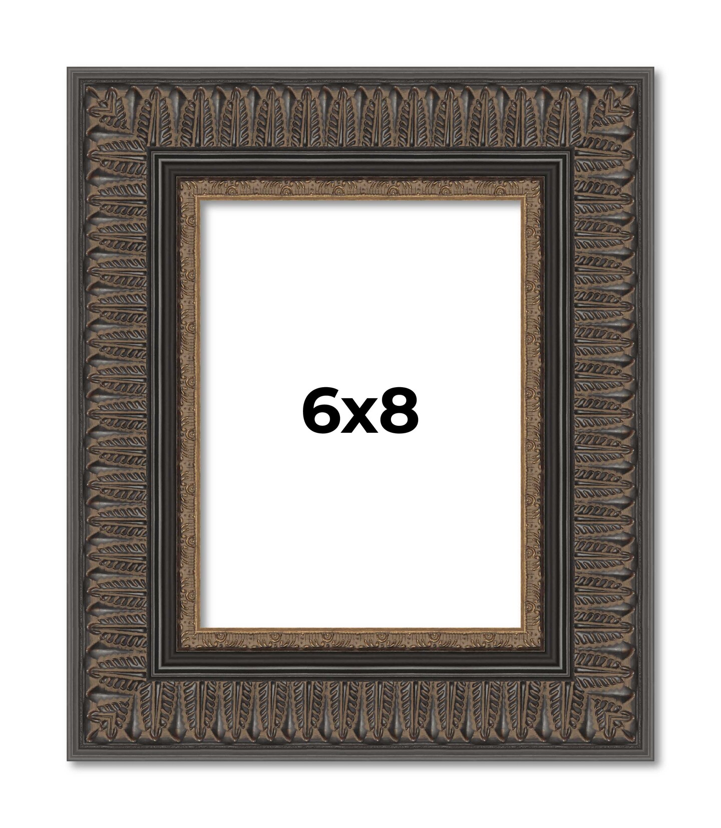6x8 Museum Picture Frame with UV-Resistant Acrylic &#x26; Acid Free Backing, Available in 4 Finishes - Black, Brown, Gold, Silver