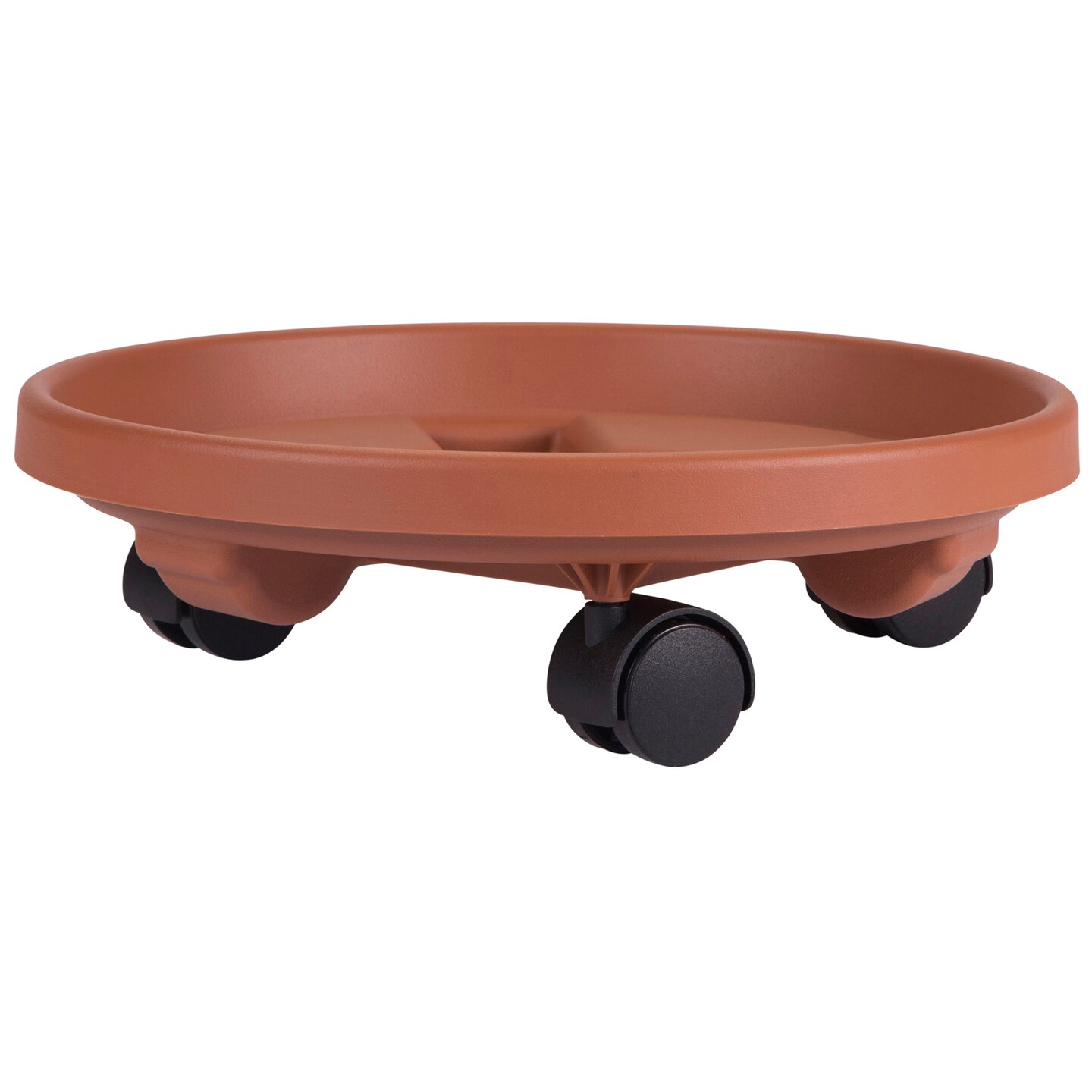 Bloem Round Planter Caddy With Wheels: 12&#x22; - Terra Cotta - Durable Plastic Dolly, 360 Degree Wheel Movement, For Indoor and Outdoor Use, Gardening, 75 lb Capacity