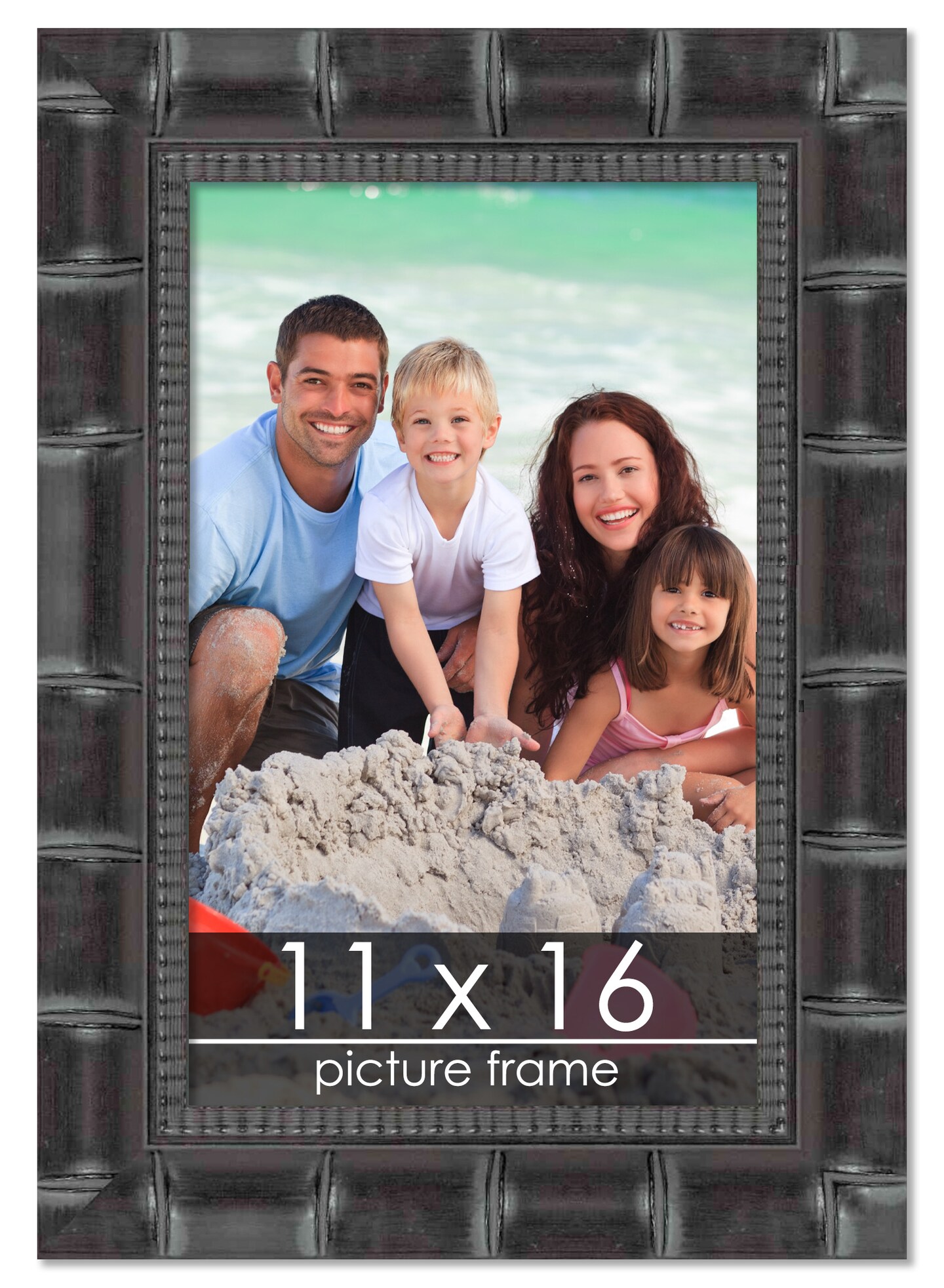 11x16 Black Wide Bamboo Picture Frame - UV Acrylic, Foam Board