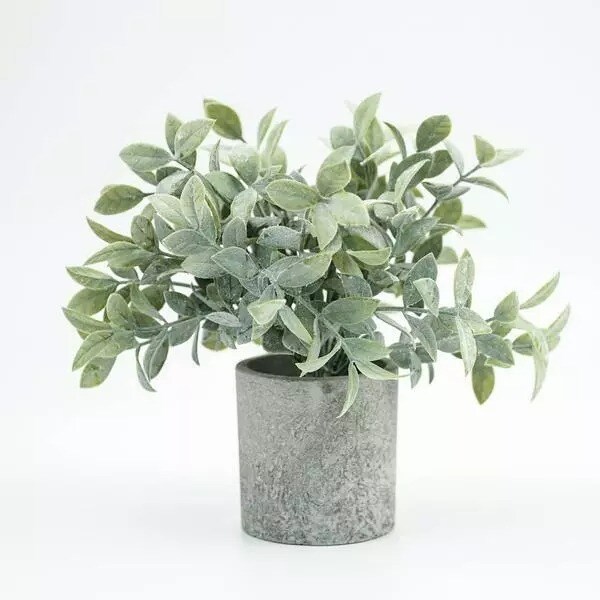 3 Frosted Green Gray 9" Assorted Mini Potted Artificial Plants Party Decorations