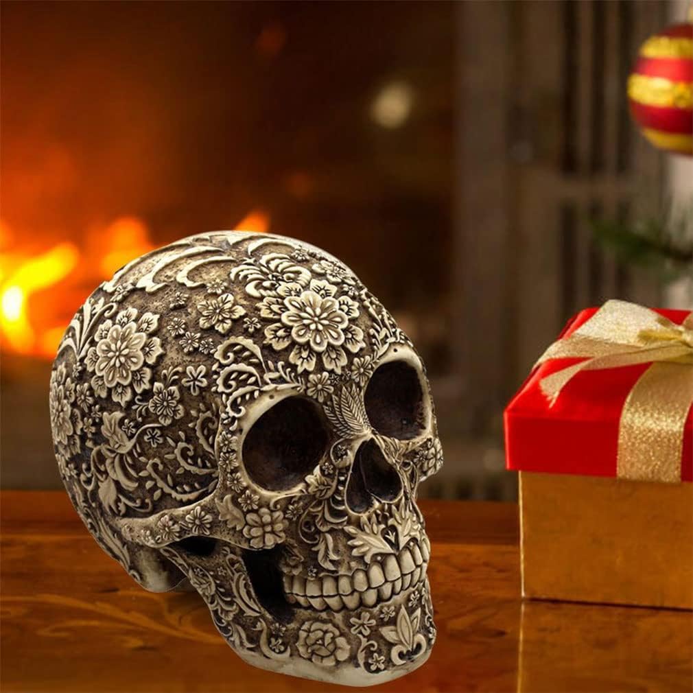 Human Skull Head Decor Statue