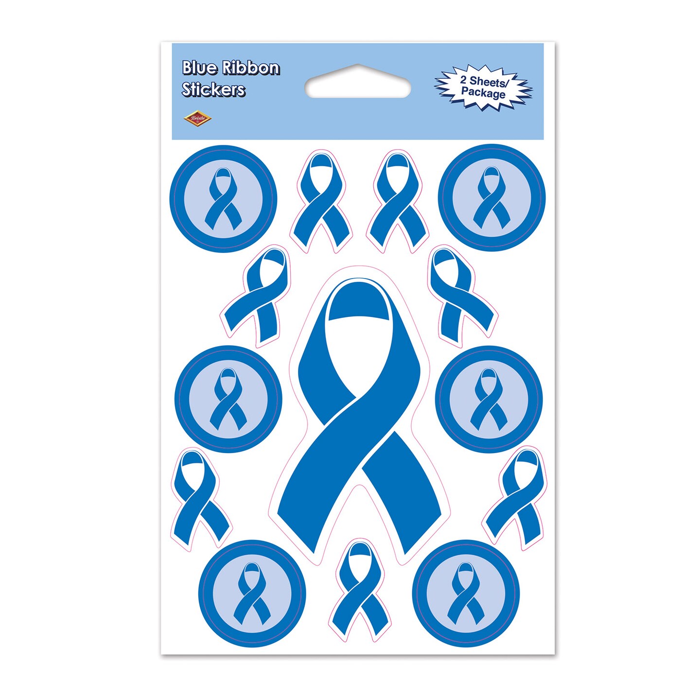 Beistle 4in.x6in. Sh Blue Ribbon Stickers  - 12 Pack