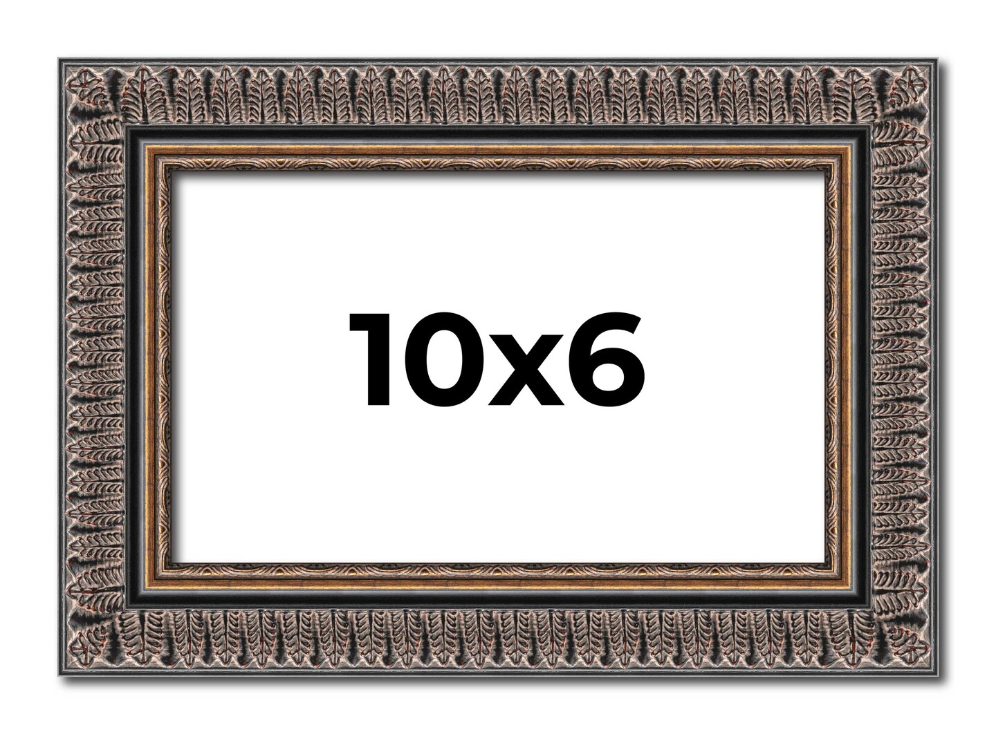 Photo Size Ornate Black Picture Frame - UV Acrylic, Foam Board Backing, Hanging Hardware