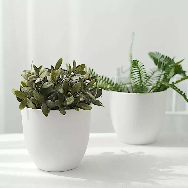 2 White 5.5" Round Plastic Indoor Plant Flower Pots Succulent Planters Events