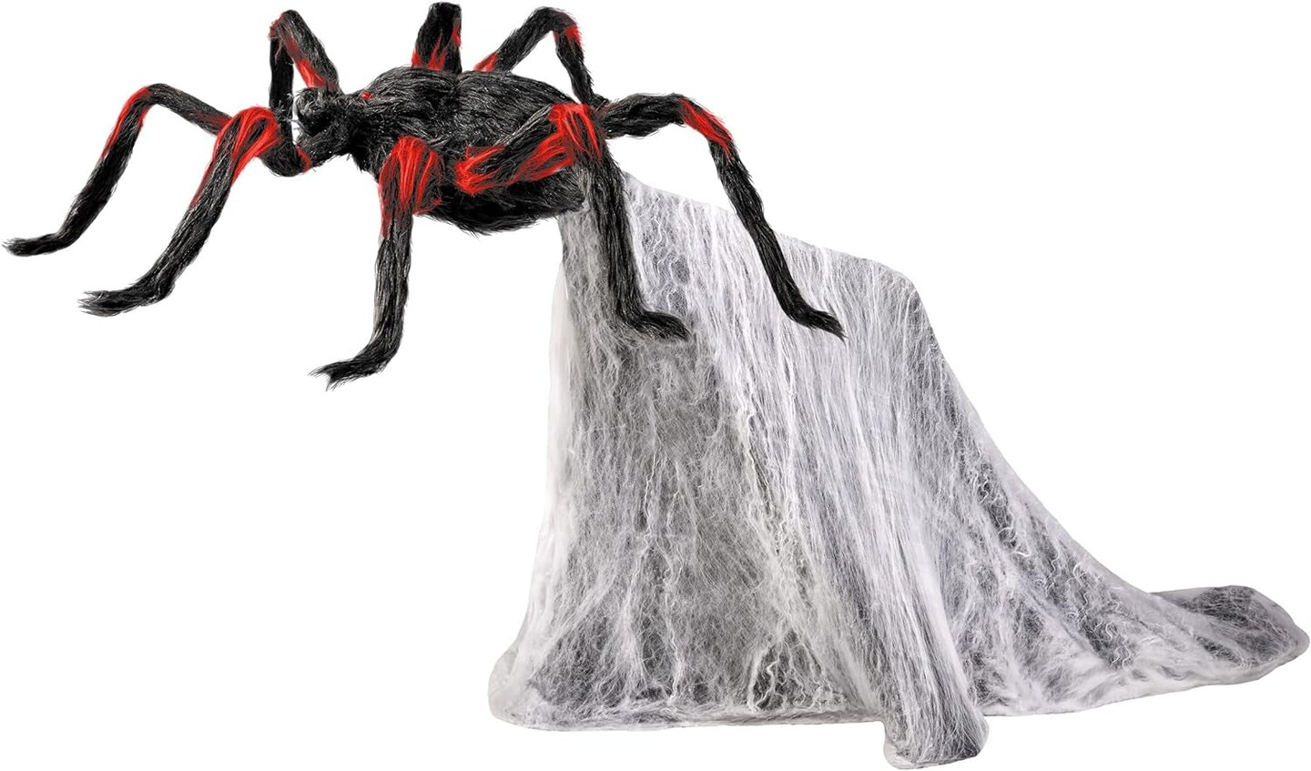 LED Red and Black Jumping Spider Animatronic | Halloween Décor | Horror Décor | 21 Inches | Moving Prop