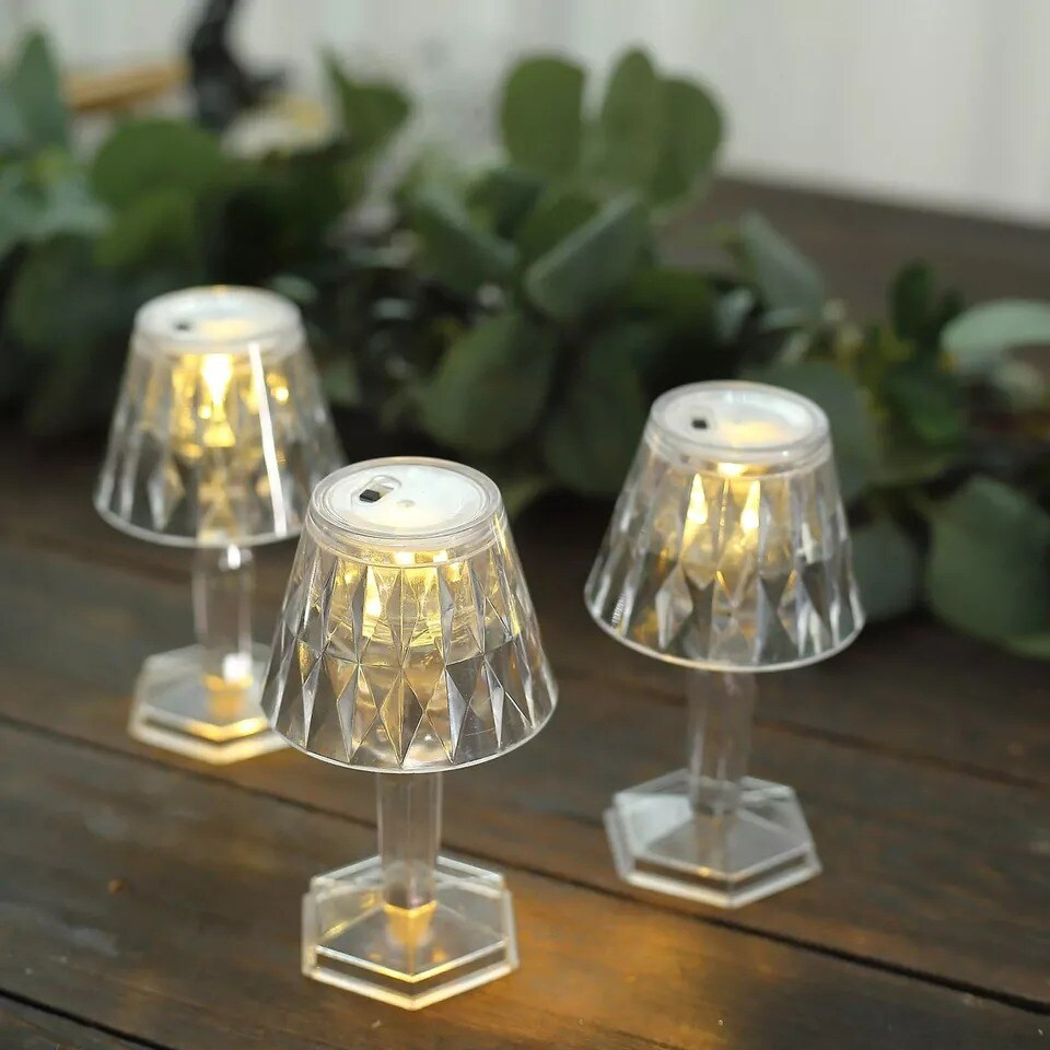 Clear 6 Mini 4.5&#x22; Acrylic Crystal Desk Lamps Decorative LED Lights Party Events