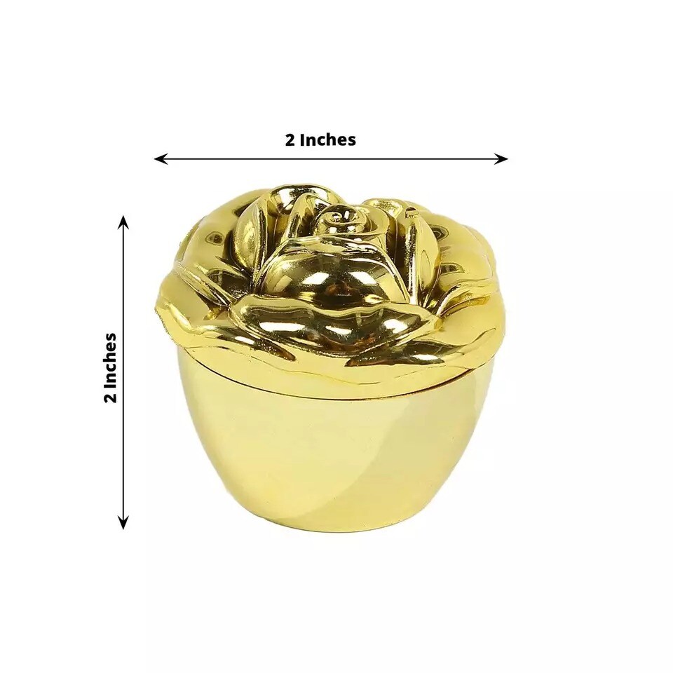 20 Vintage Gold Rose Plastic Party Favor Boxes with Lids Events Decorations