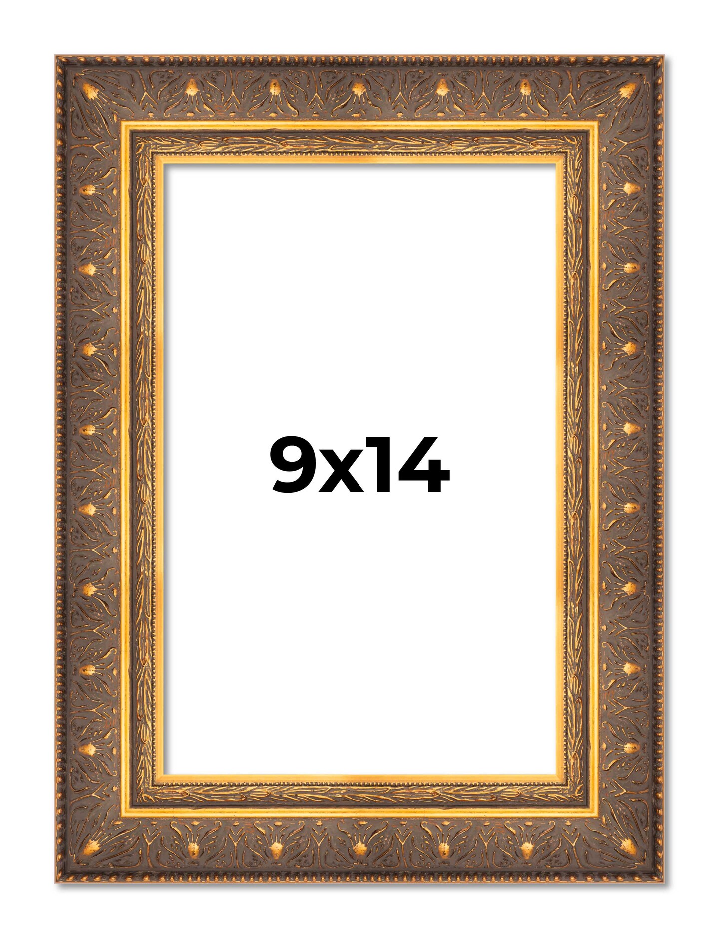 Photo Size Museum Gold Picture Frame - UV Acrylic, Foam Board Backing, Hanging Hardware
