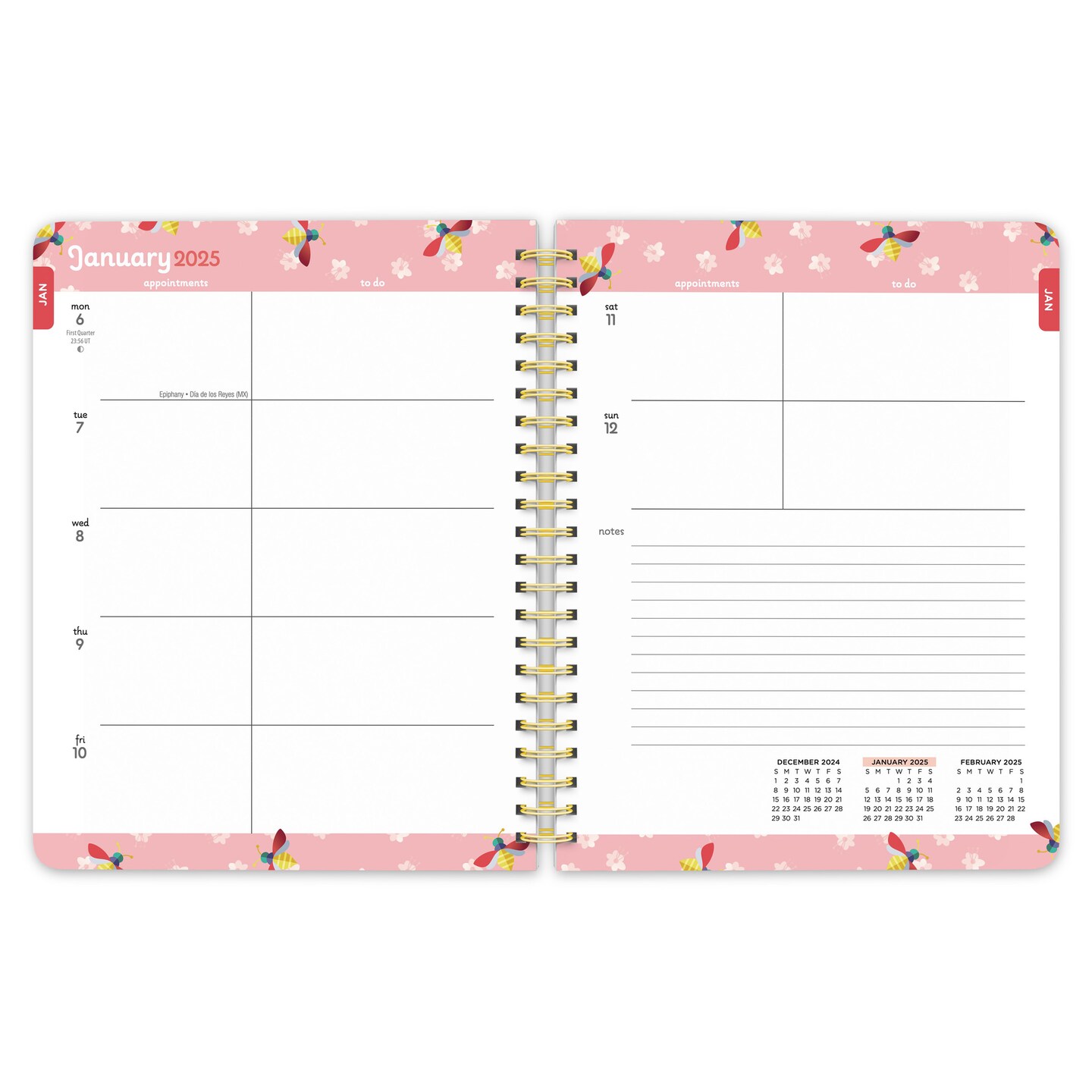 Busy Bees | 2025 6 x 7.75 Inch Weekly Desk Planner | Foil Stamped Cover | BrownTrout | Planning Stationery