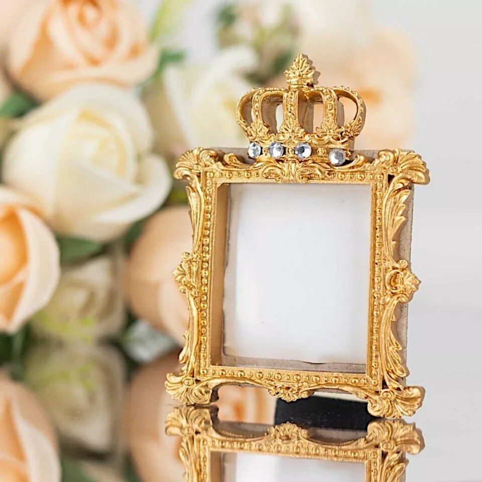 Gold 4 Square 3.5" Royal Crown Picture Frames Wedding Favors Party Decorations